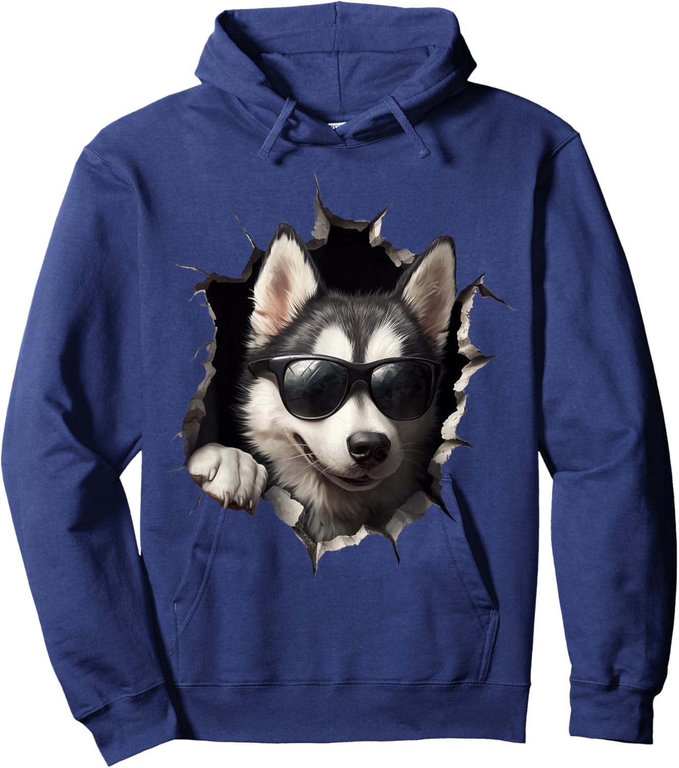 Lustiges Hunde Husky mit Sonnenbrille Funny Dog Süßer Hund Hoodie - Hoodie | Navy