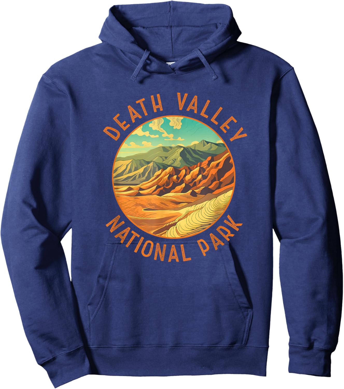 Death Valley National Park Illustration Distressed Circle Hoodie - Hoodie | Navy