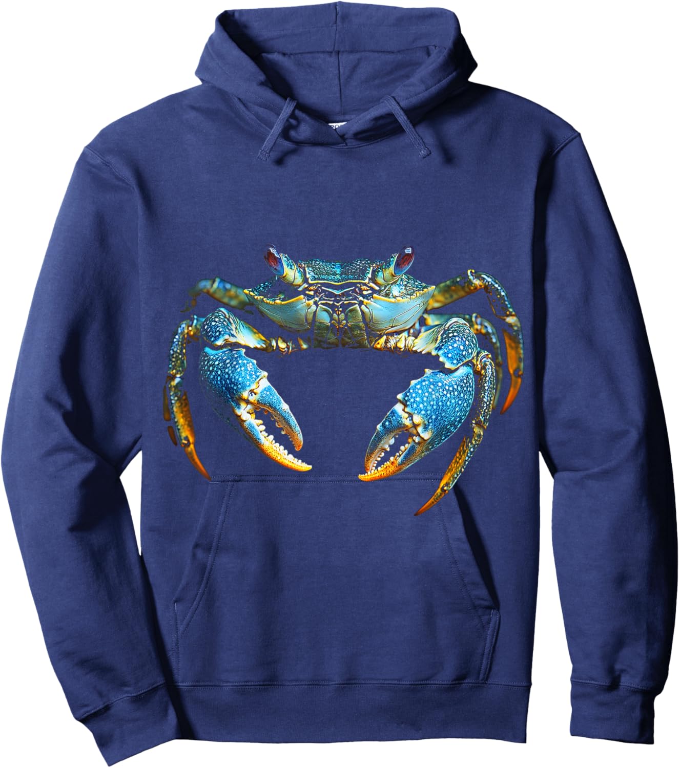 Crab Animal Motif Blue Eyes Illustration Crab Hoodie - Hoodie | Navy