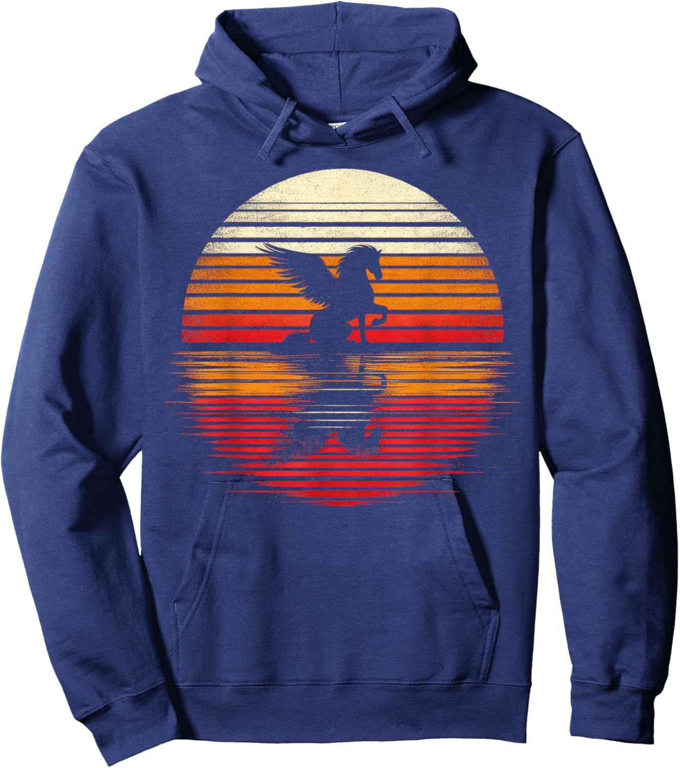 Pegasus Sunset Retro Style Safari Vintage 70s Hoodie - Hoodie | Navy