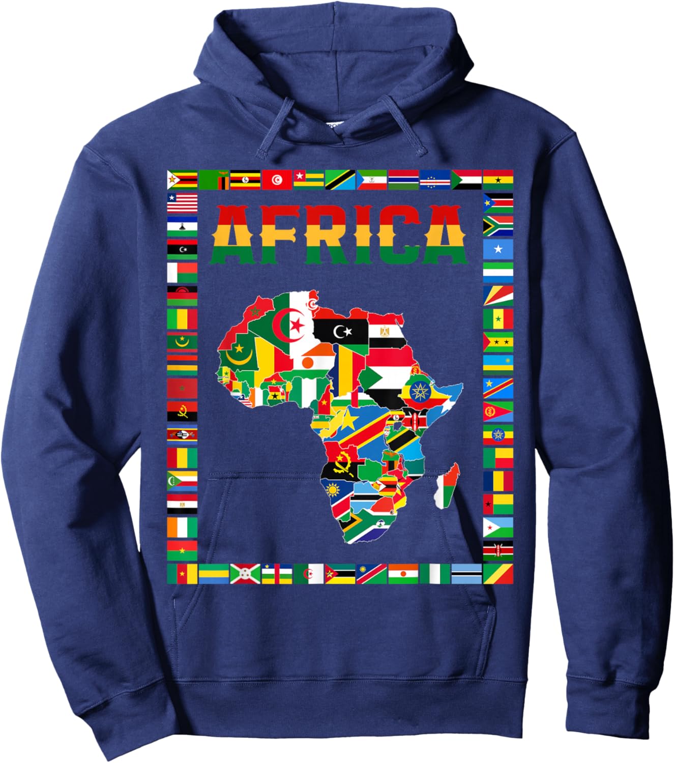 African flags,Flags of africa,africa map. Hoodie - Hoodie | Navy
