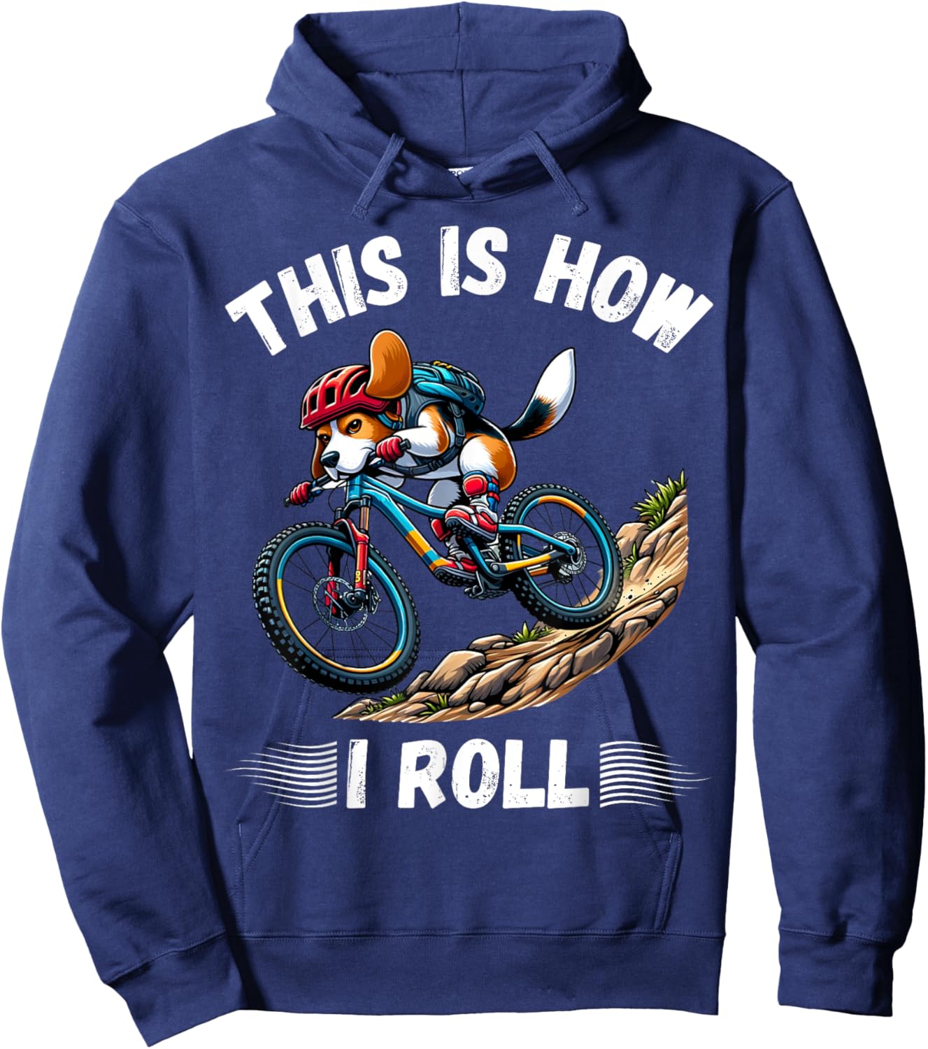 This Is How I Roll Funny Mountain Biking Bike Beagle Dog Women Kids Hoodie - Hoodie | Navy