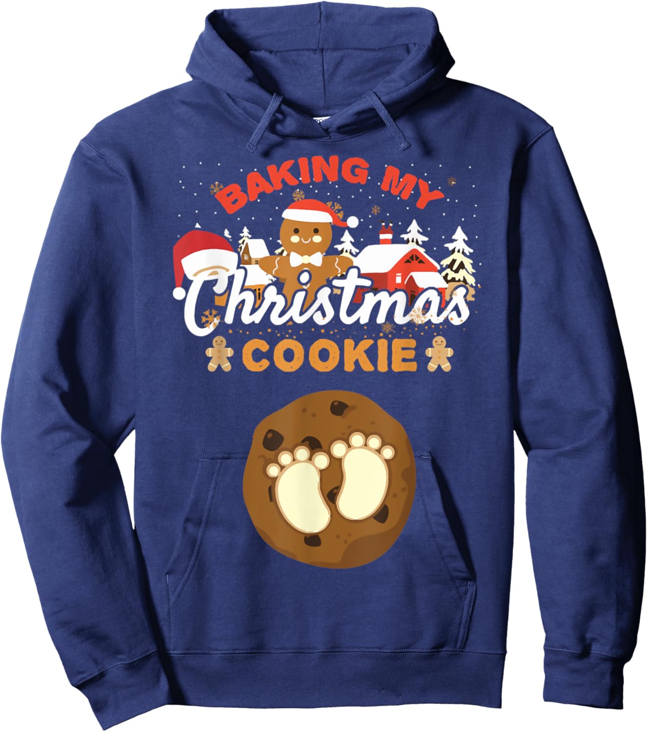 Baking My Christmas Cookies Pregnancy Xmas Gingerbread Hoodie - Hoodie | Navy