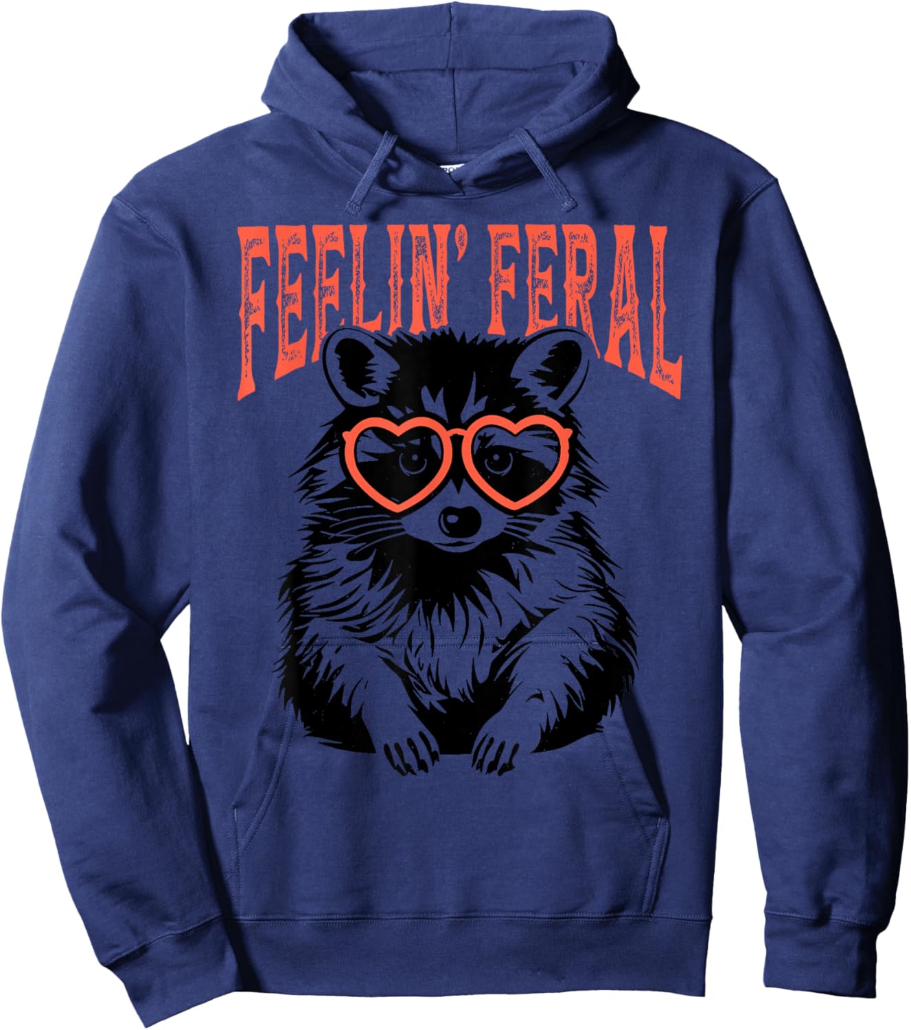 Funny Feelin Feral Cute Colorful Racoon With Coquette Racoon Hoodie - Hoodie | Navy