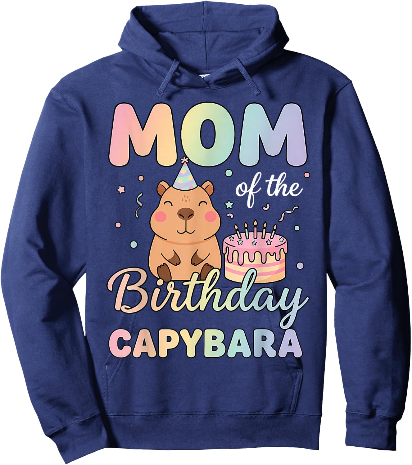 Mom of The Birthday Capybara Family Matching Birthday Party Hoodie - Hoodie | Navy