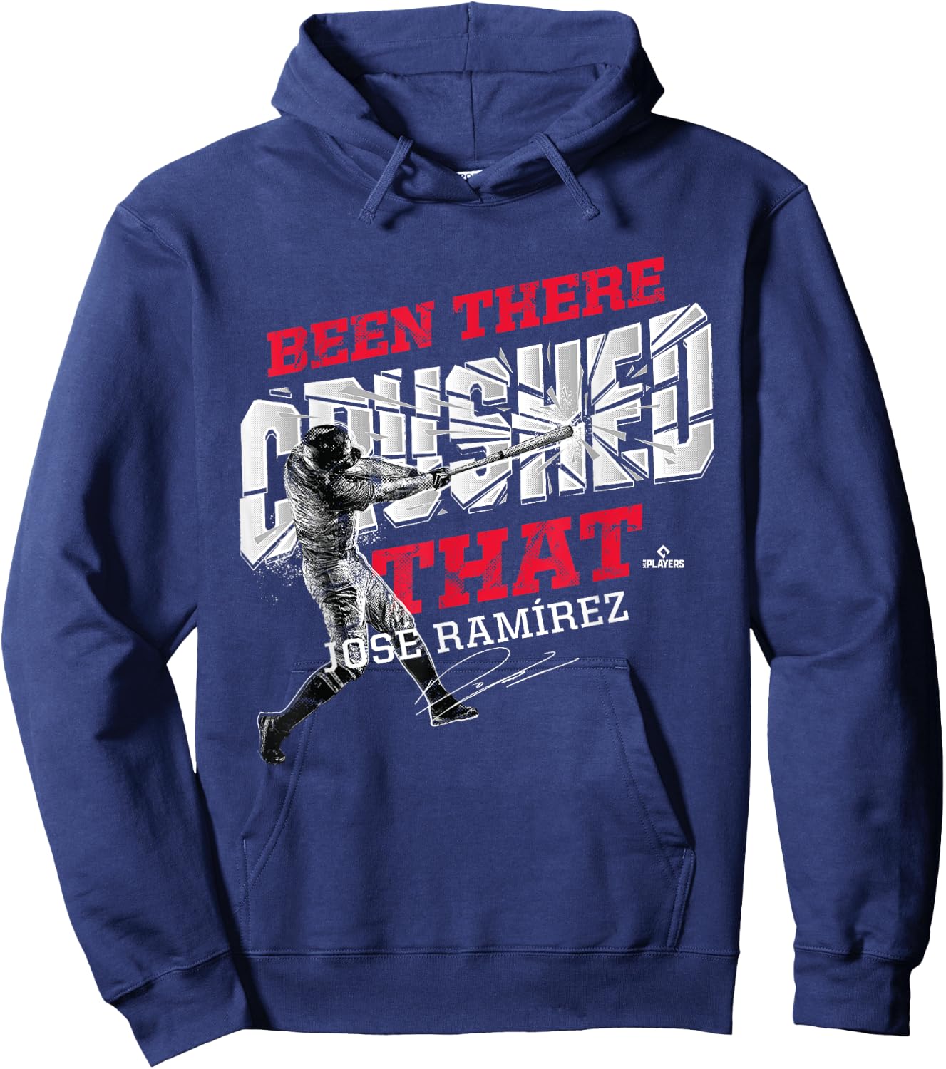 FanPrint Jose Ramirez Been There Crushed That Baseball - Black, Small, Classic Fit, , Short Sleeve Hoodie - Hoodie | Navy