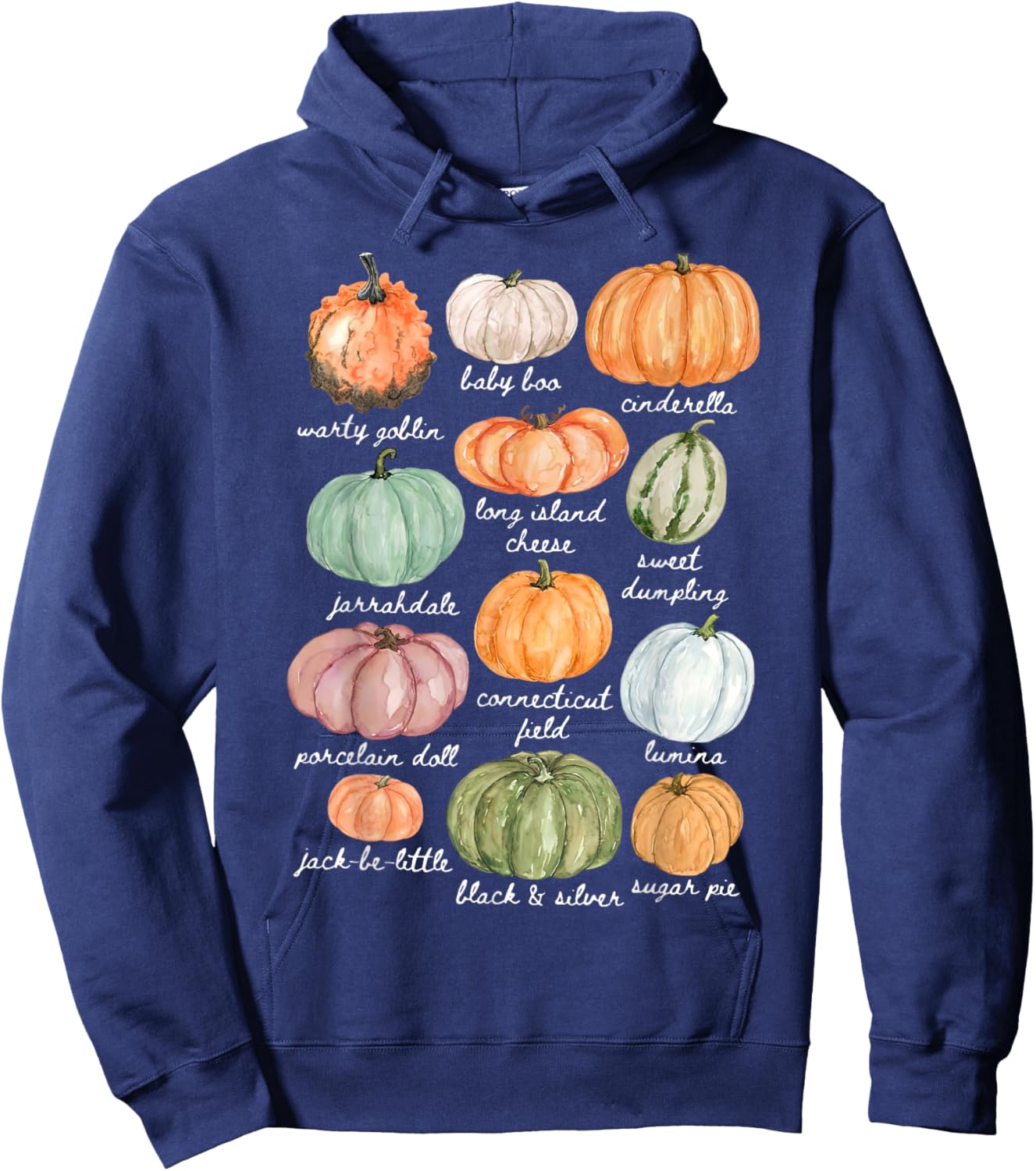 Type Of Pumpkin Fall Autumn Farmer Aesthetic Women's Graphic Hoodie - Hoodie | Navy