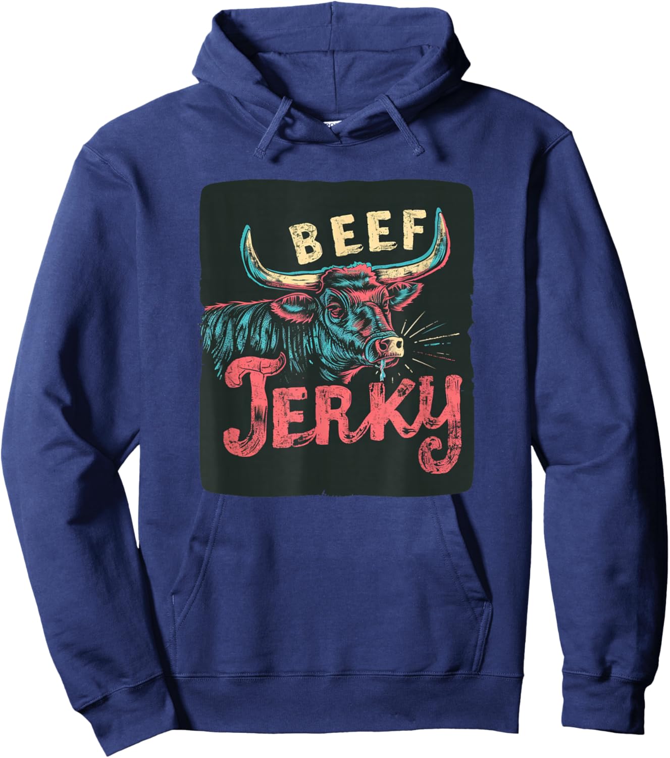 Funny Cattle Cow with Beef Jerky for Meat Lovers Hoodie - Hoodie | Navy