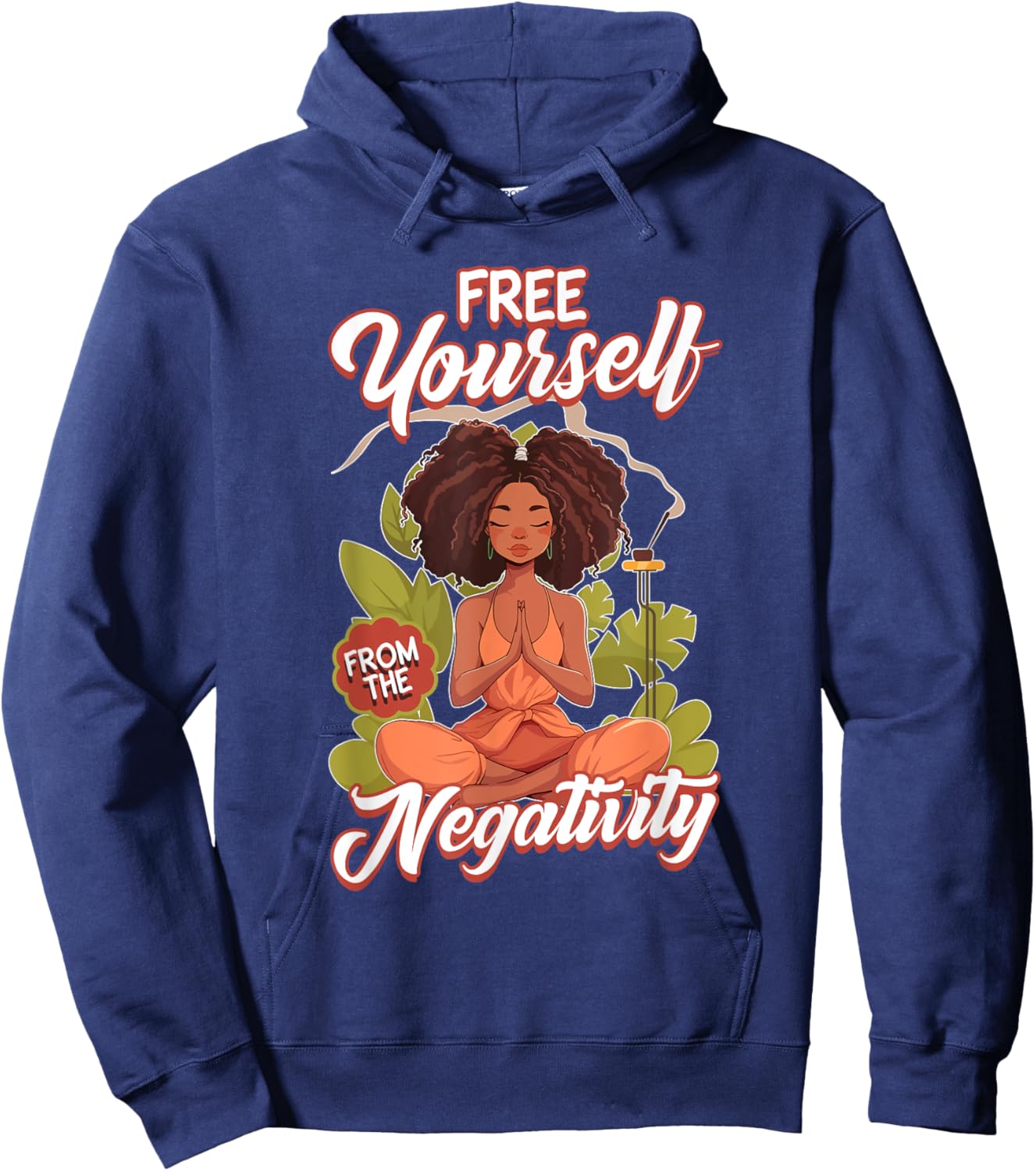 Free Yourself, African American Woman Black Women Meditation Hoodie - Hoodie | Navy