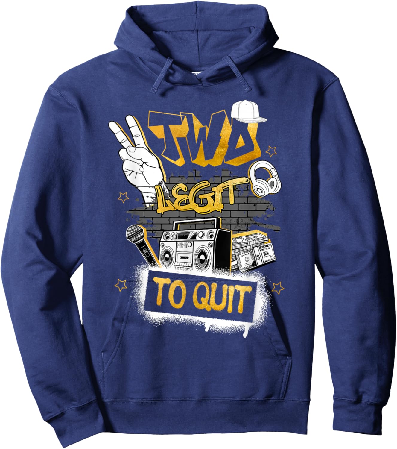 Two Legit To Quit Birthday Decorations 2nd Birthday Hip Hop Hoodie - Hoodie | Navy
