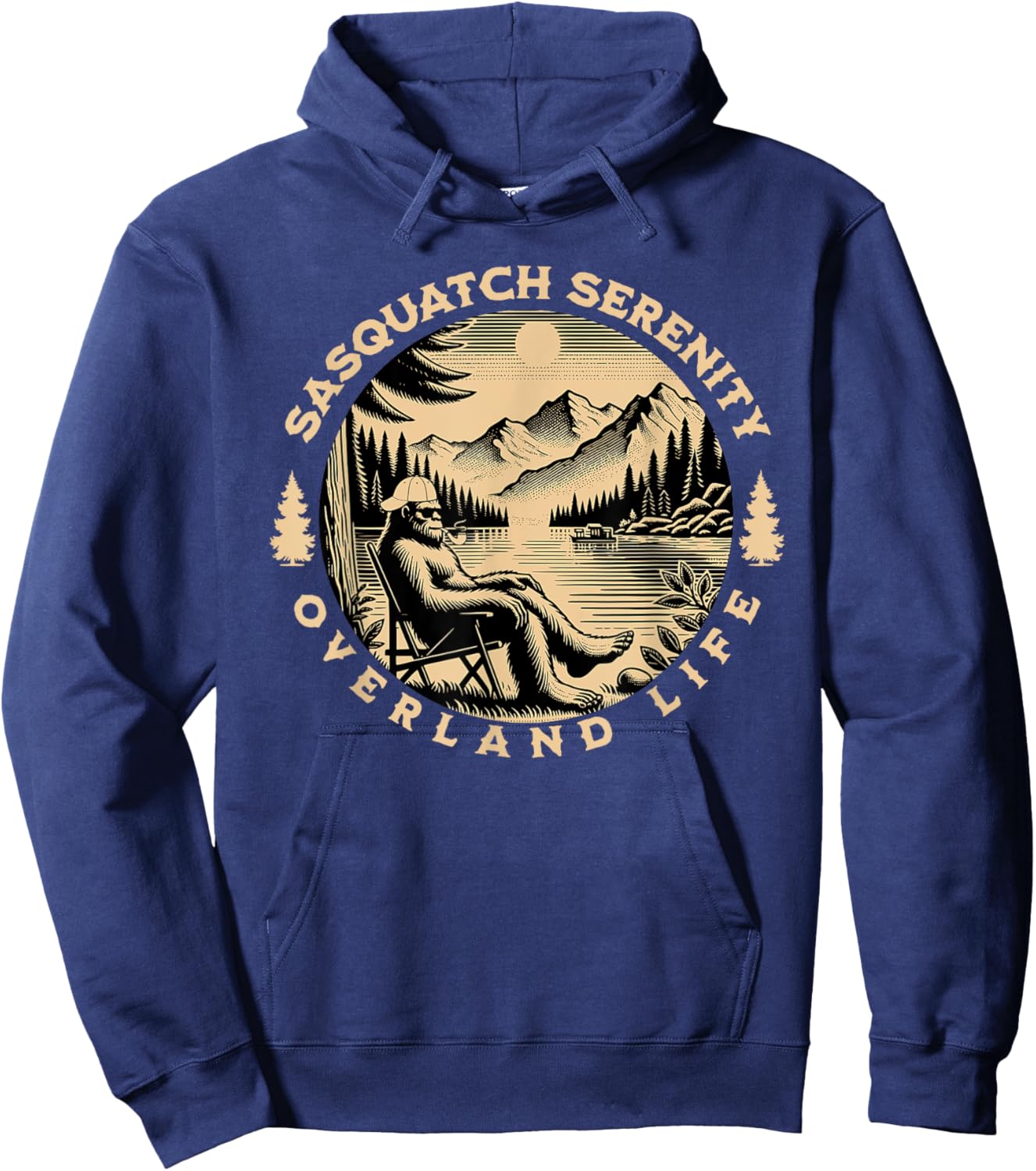 Sasquatch Serenity Overland Life Graphic , Small Hoodie - Hoodie | Navy