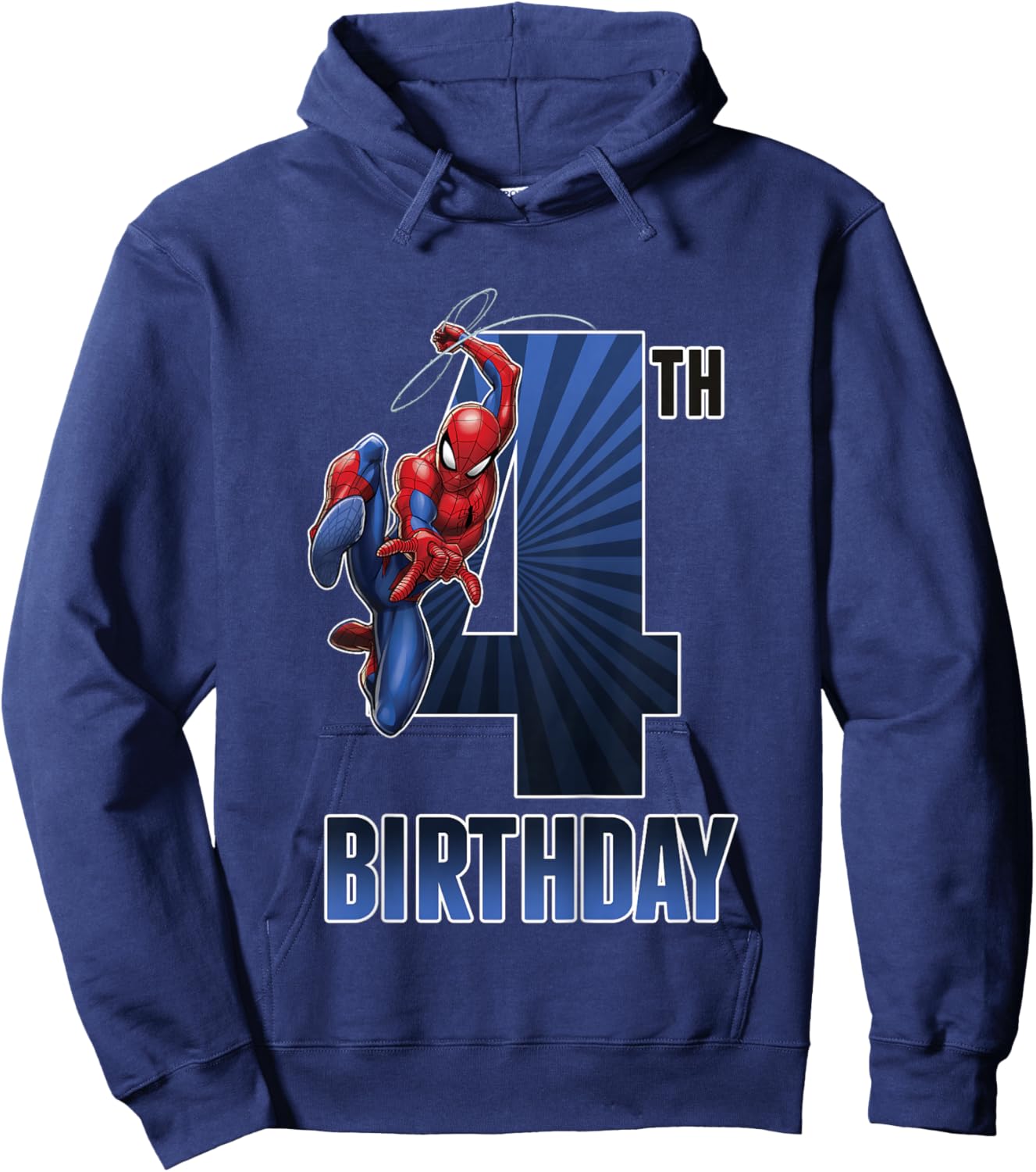 Kids Marvel Universe Classic Spider-Man Epic 4th Birthday Hoodie - Hoodie | Navy