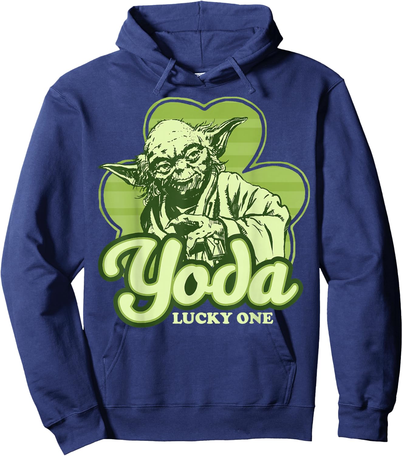 Star Wars St. Patrick's Day Yoda Lucky One Clover Smile Hoodie - Hoodie | Navy