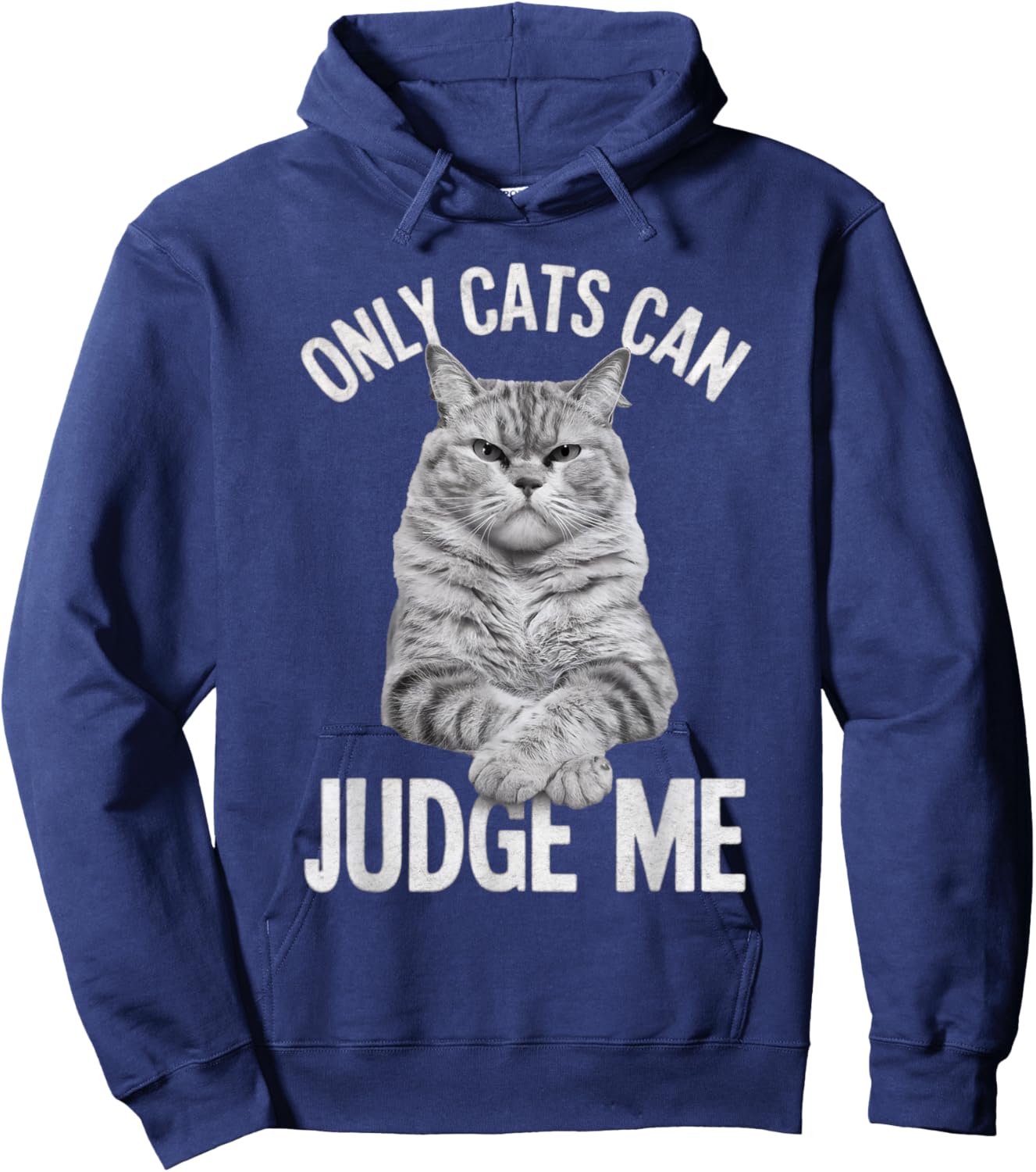Whiskers & Paws Apparel for Cat Enthusiasts Only Cats Can Judge Me Funny Cat Lovers Design Funny Kitty , Small, Black Hoodie - Hoodie | Navy