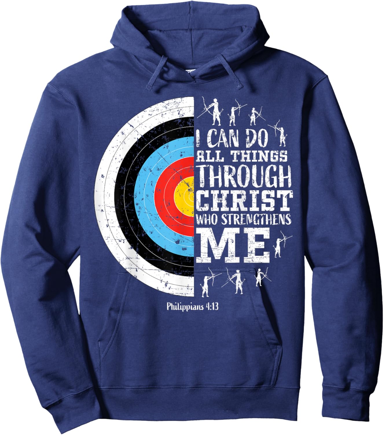 Archery Philippians 4:13 Christian Bible Verse Faith Graphic Hoodie - Hoodie | Navy