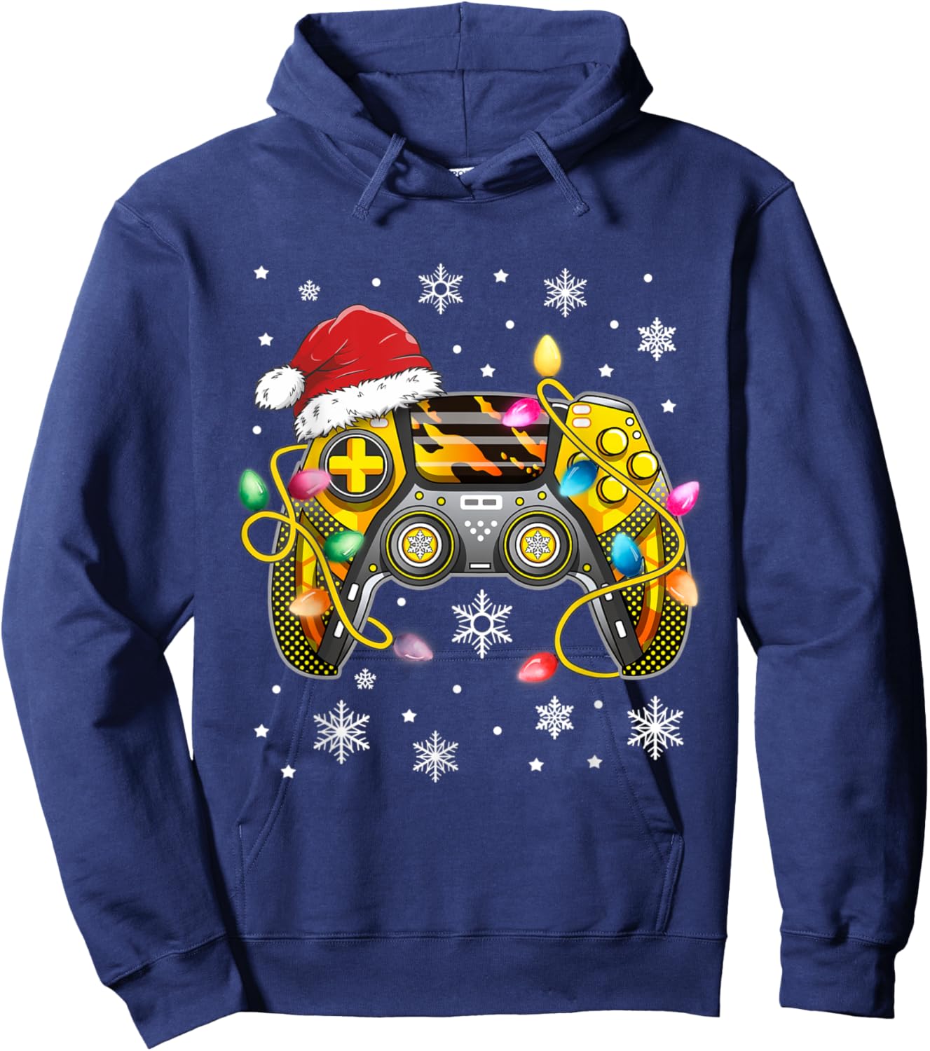 Video Game Controller Christmas Santa Hat Gamer Boys Hoodie - Hoodie | Navy