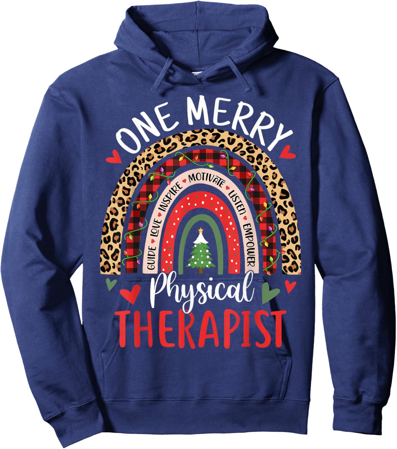 Physical Therapist Cute Rainbow Christmas Physical Therapy Hoodie - Hoodie | Navy