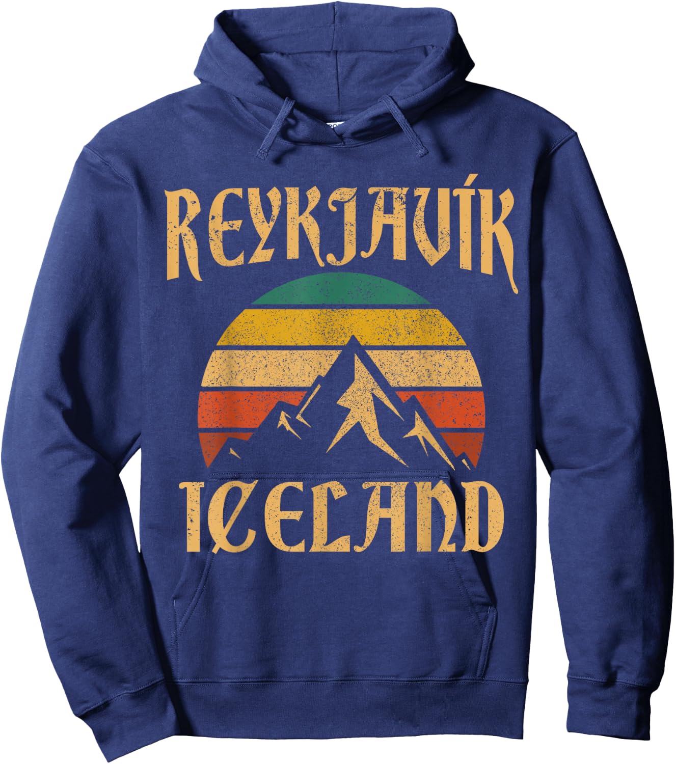 Reykjavik Island Island Vintage Mountains Hoodie - Hoodie | Navy