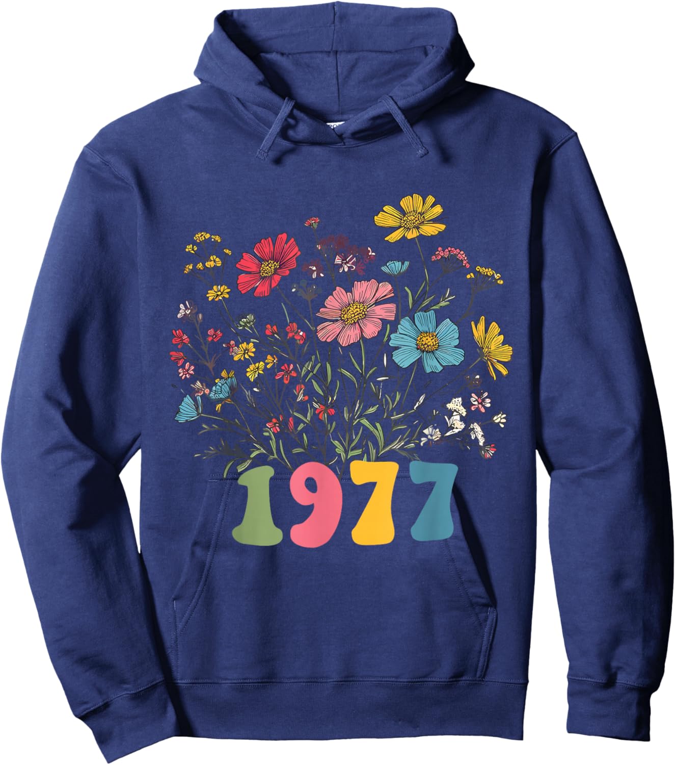 Wildblume geboren 1977, 48. Geburtstag 1977 für Frauen Geburtstag Hoodie - Hoodie | Navy