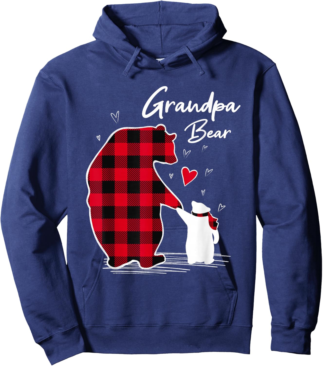Grandpa Bear Christmas Pajama Red Buffalo Plaid Hoodie - Hoodie | Navy