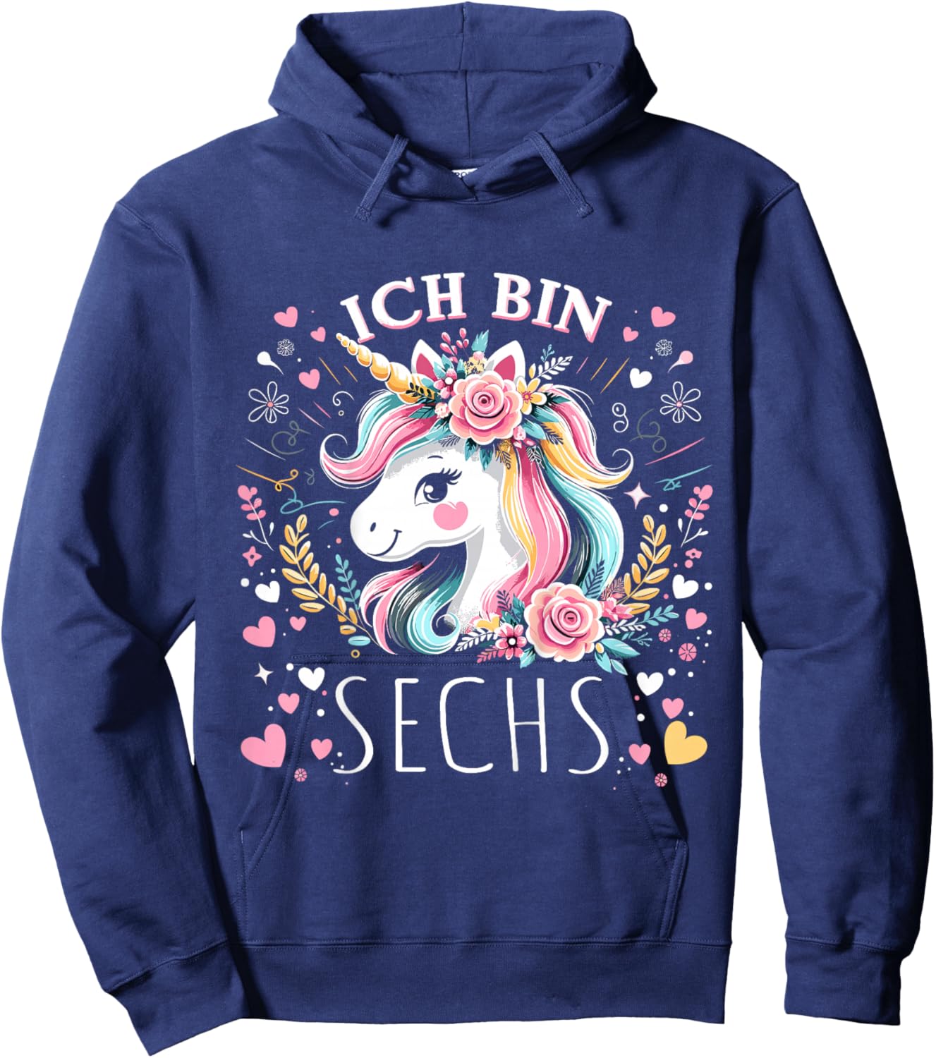 Kinder 6 Jahre Mädchen Geburtstag 6. Kindergeburtstag Süßes Einhorn Hoodie - Hoodie | Navy