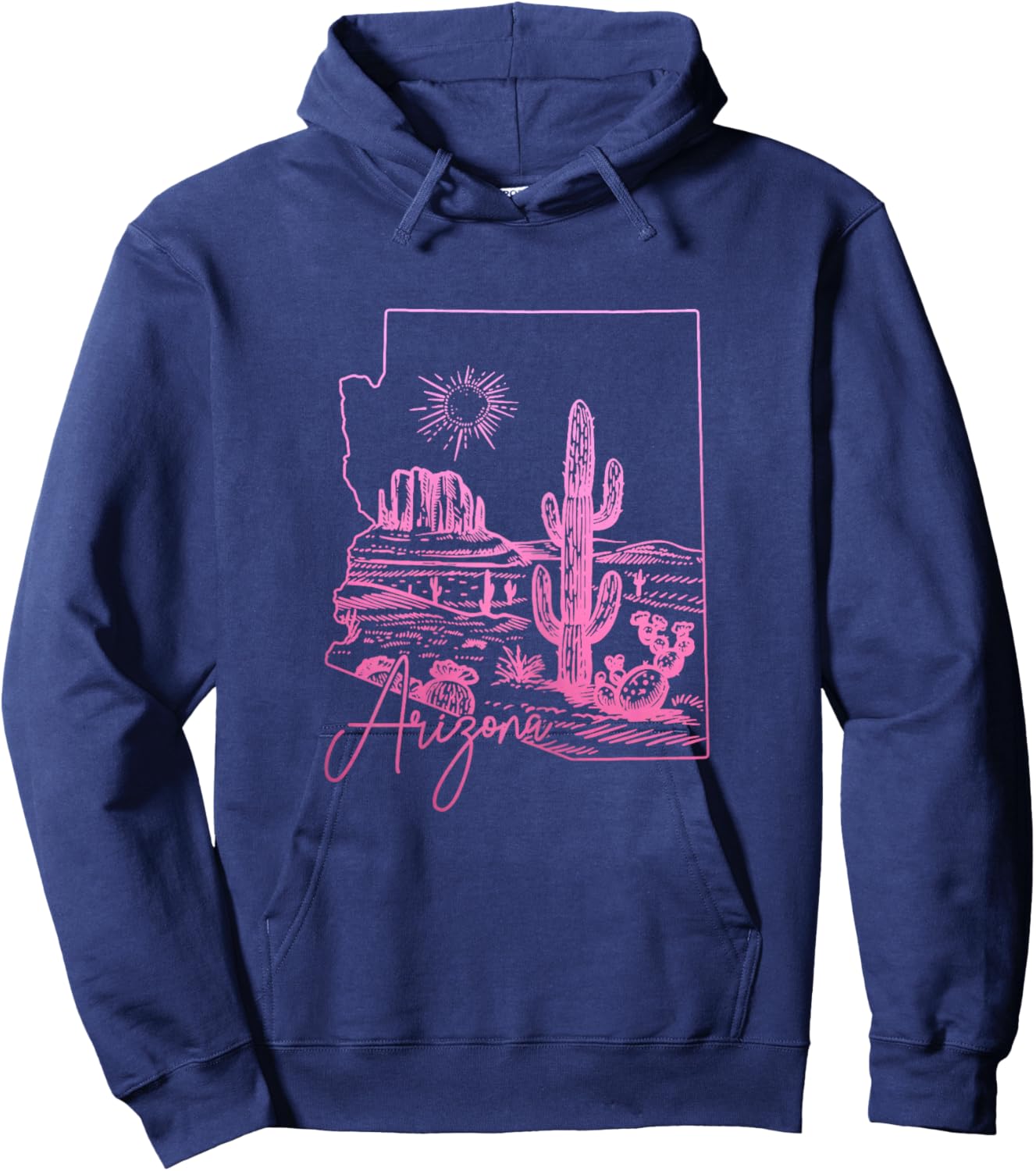 State of Arizona USA Cactus Vintage Hoodie - Hoodie | Navy