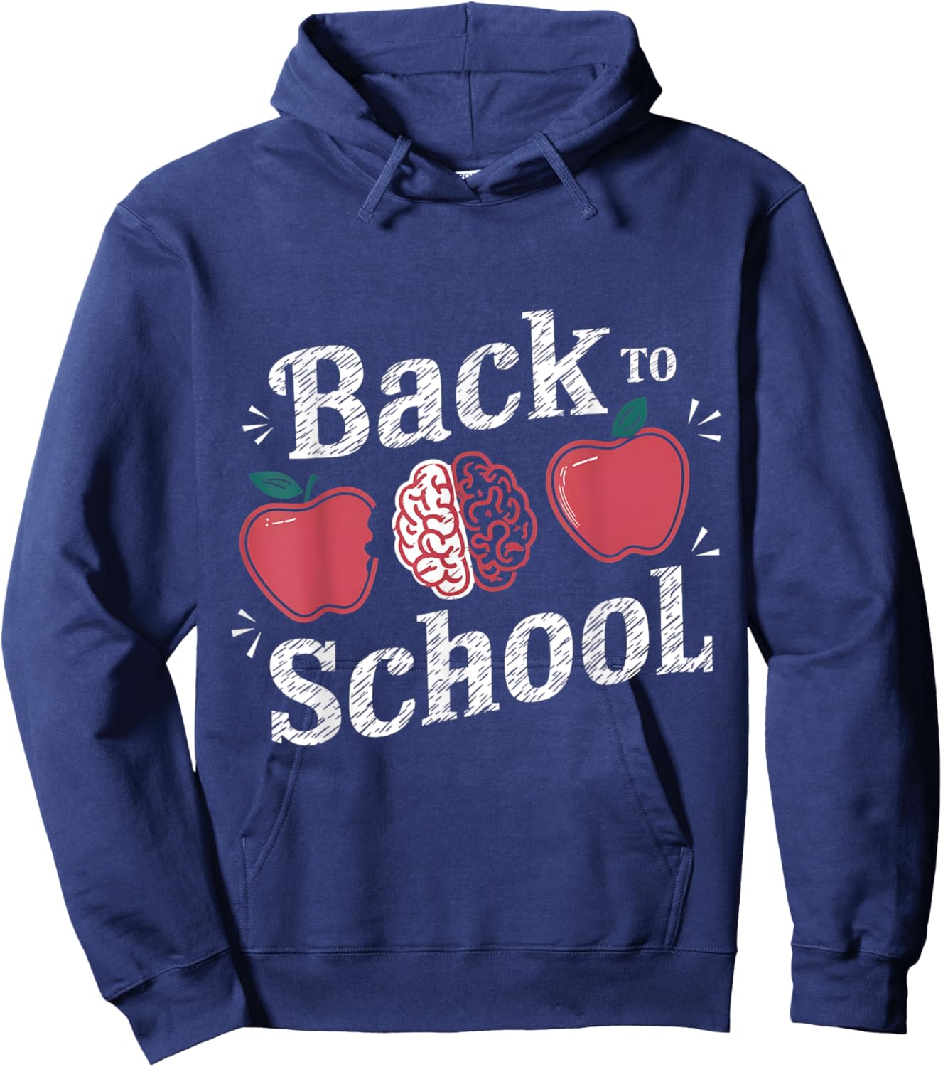 Back to School Apple & Brain Fun Design For Teachers Kids Hoodie - Hoodie | Navy