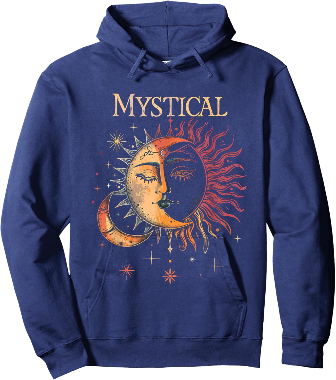 Mystical Sun and Moon Woman Mystic Flowers Aesthetic Hoodie - Hoodie | Navy