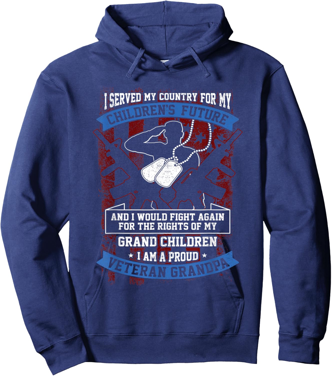 I Served My Country I'm A Proud Veteran Grandpa US Flag Hoodie - Hoodie | Navy