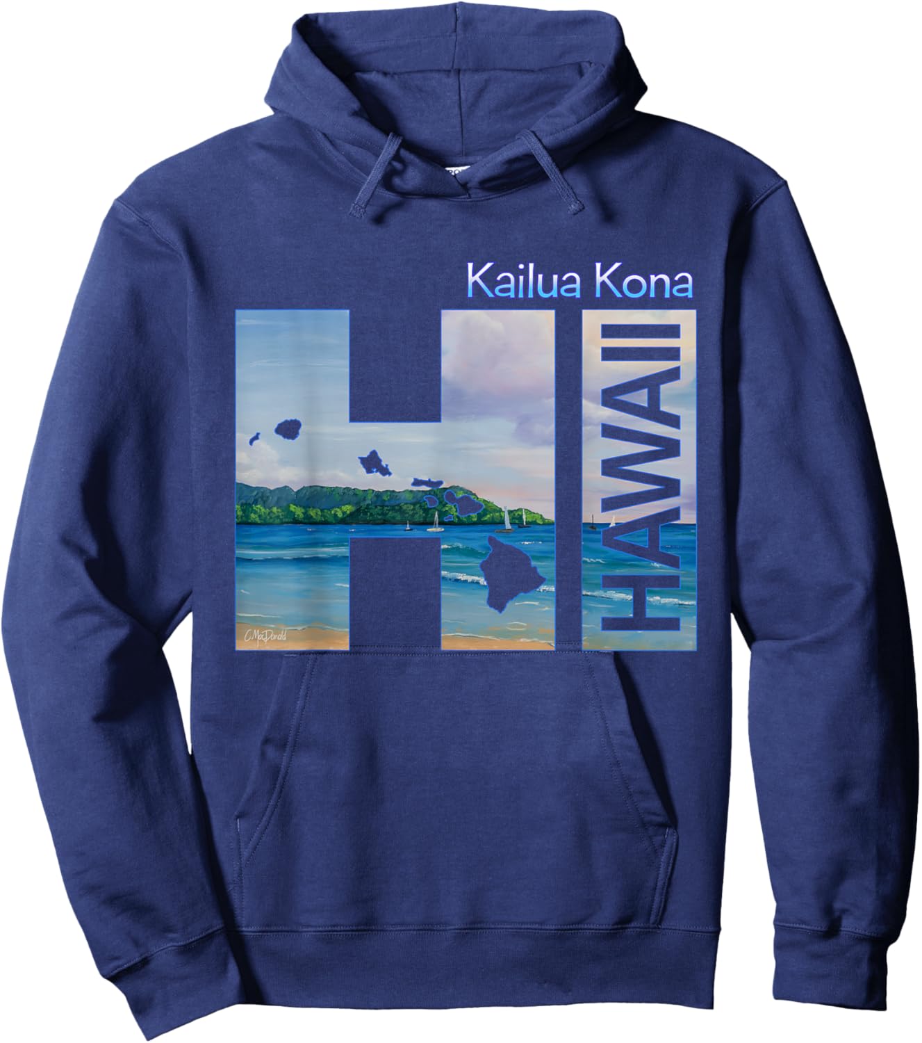 Kailua Kona HI Hawaii Aloha State Vacation Hoodie - Hoodie | Navy