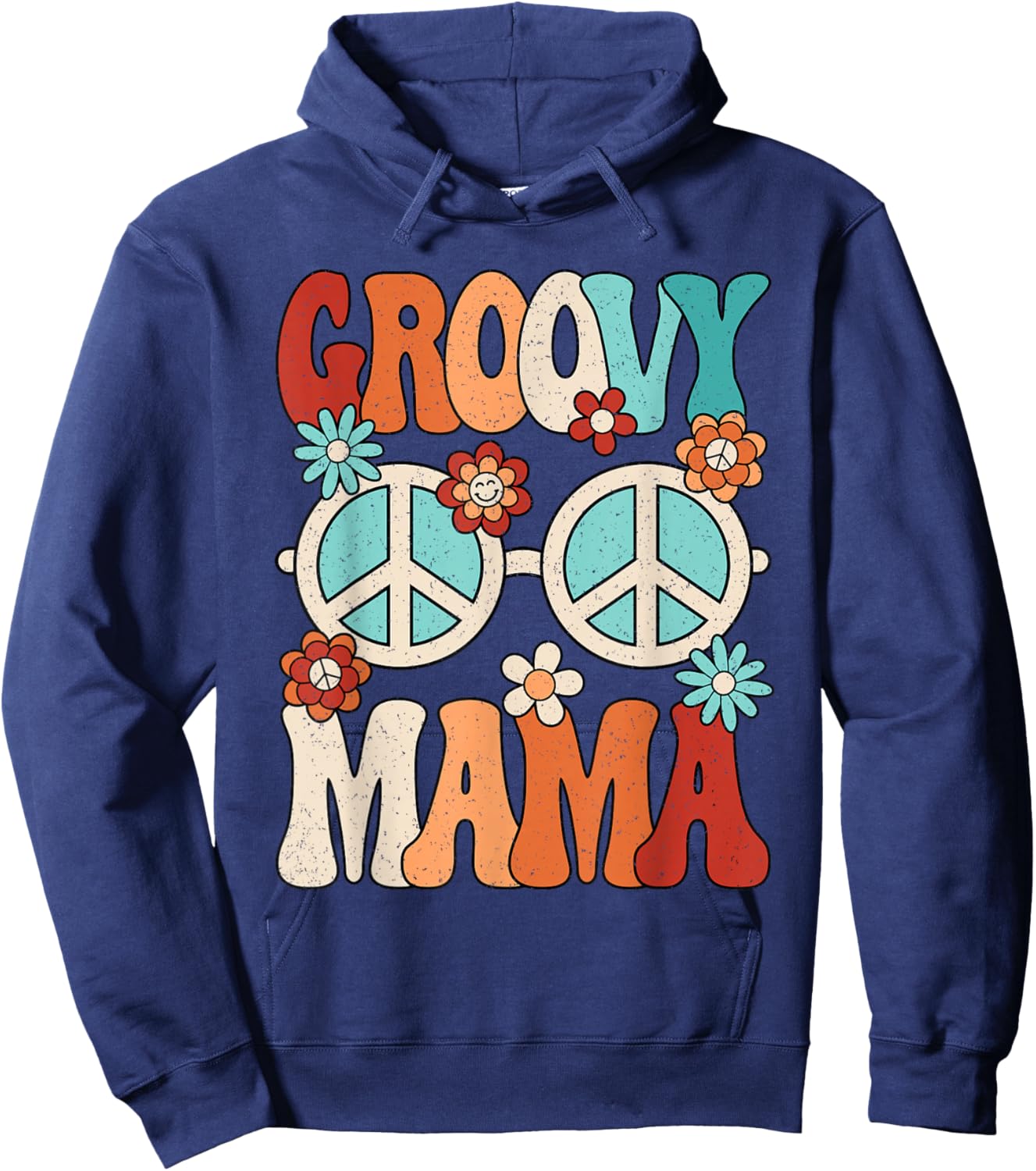 Groovy Mama Mom Hippie 60s 70s Retro Party Outfit Women Hoodie - Hoodie | Navy