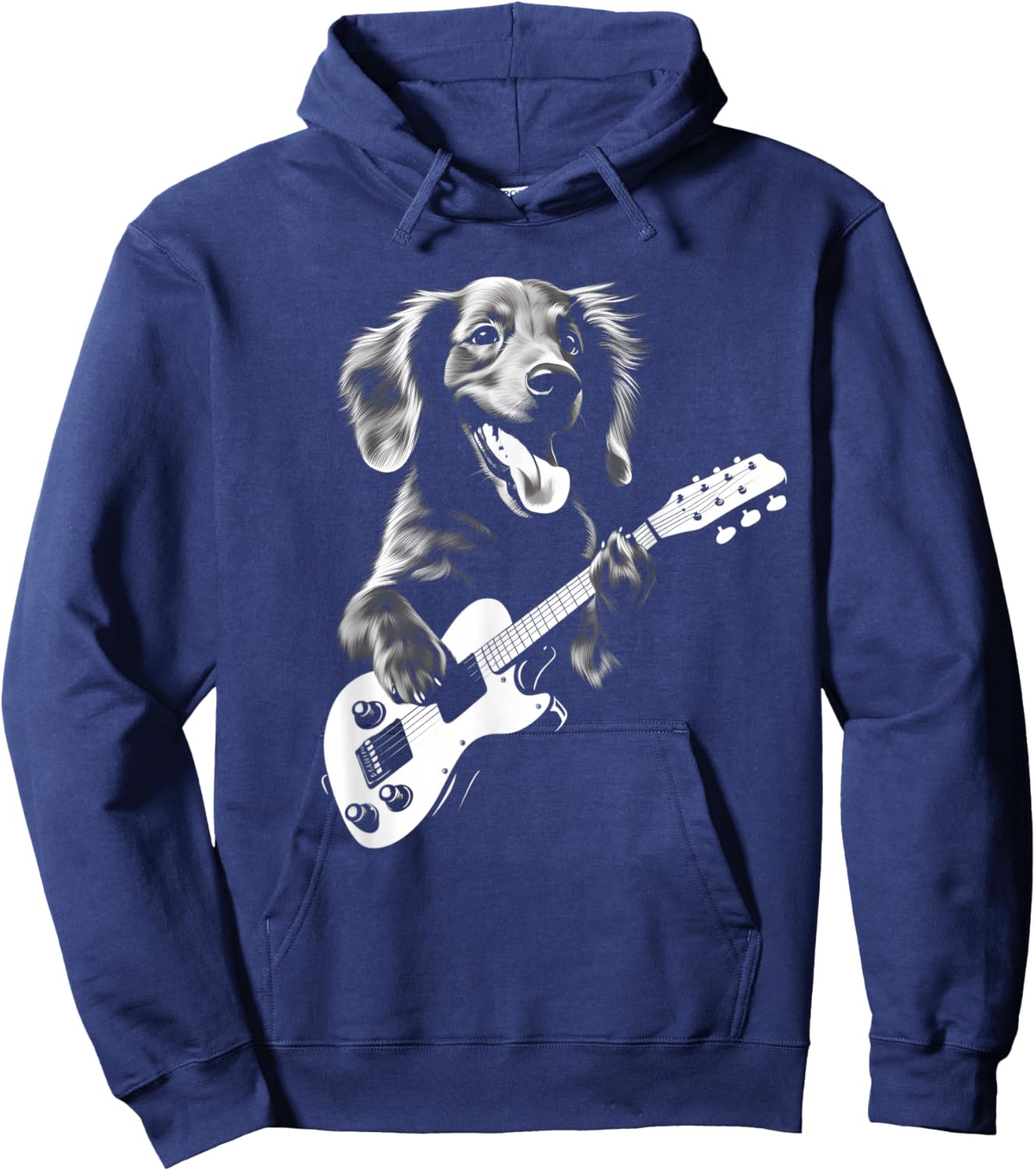 Dachshund Playing Guitar - Funny Guitar Dog Hoodie - Hoodie | Navy