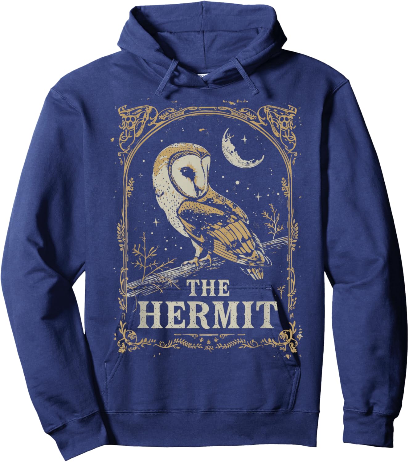 Tarot Card The Hermit Barn Owl Goth Witchcore Dark Academia Hoodie - Hoodie | Navy