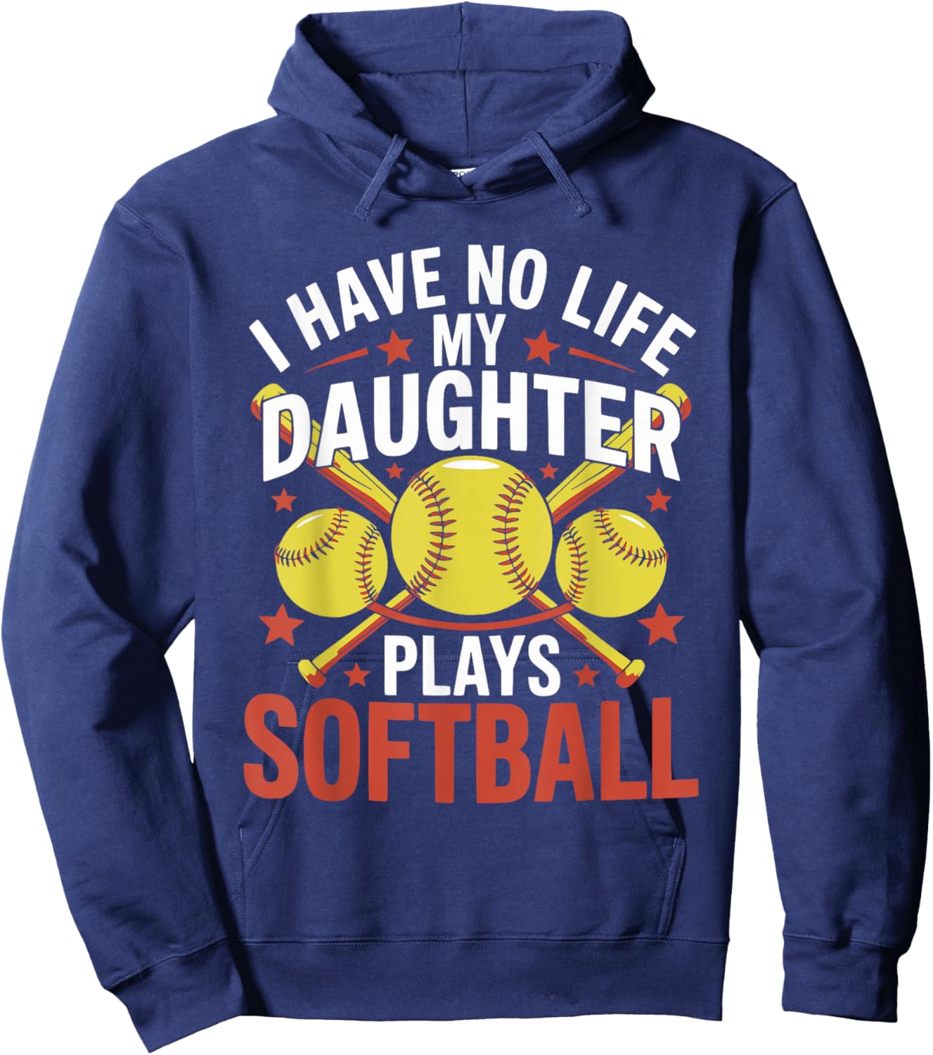 Funny Softball Parents Daughter Mom Mother Dad Father Joke Hoodie - Hoodie | Navy