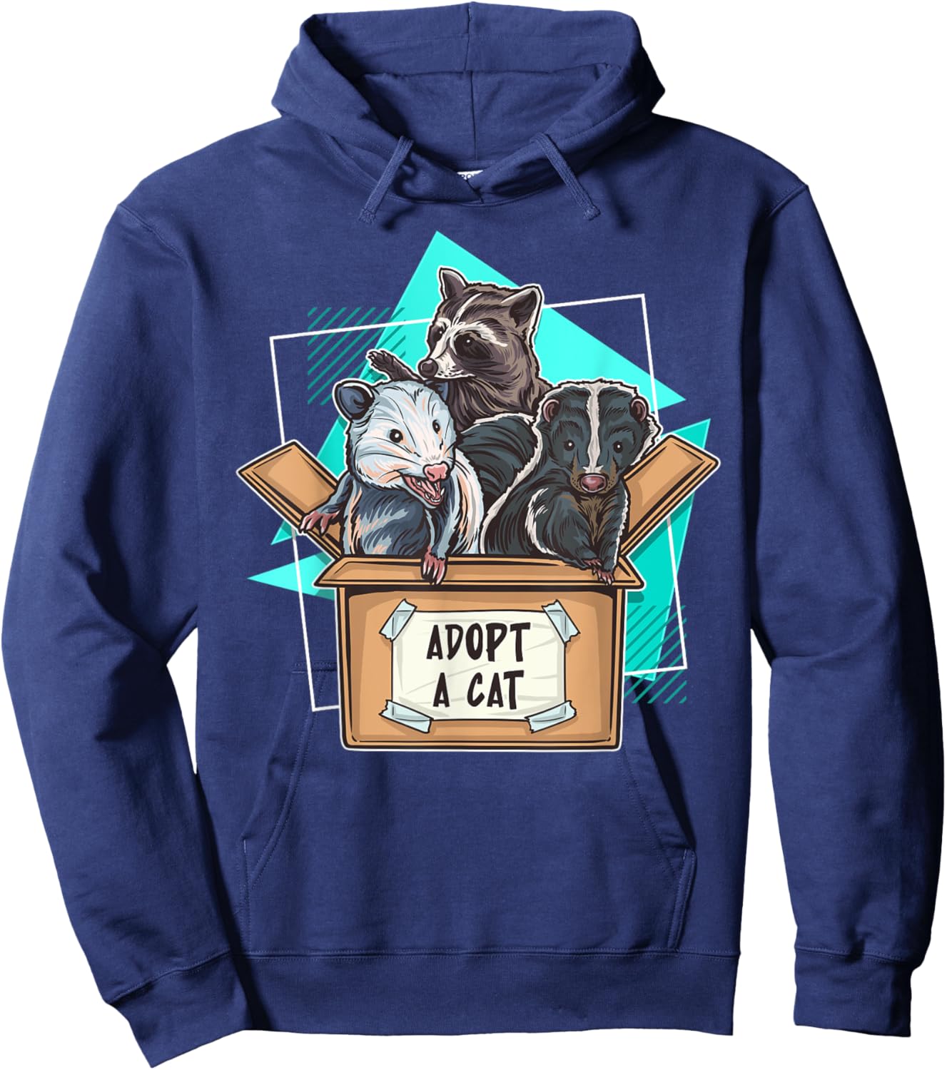 Adopt a Cat Raccoon Opossum SKunk Street Cat Trash Panda Women Girls Kids Hoodie - Hoodie | Navy