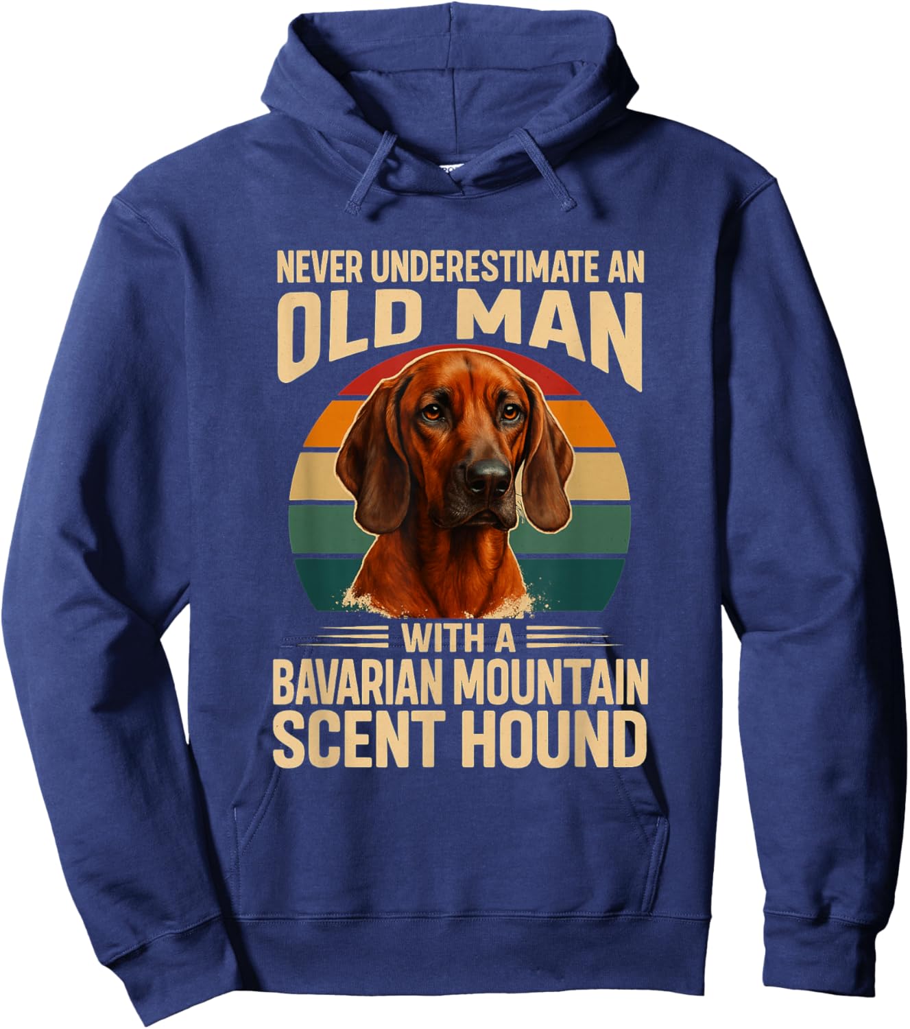 Never Underestimate Old Man Bavarian Mountain Hound Retro Hoodie - Hoodie | Navy