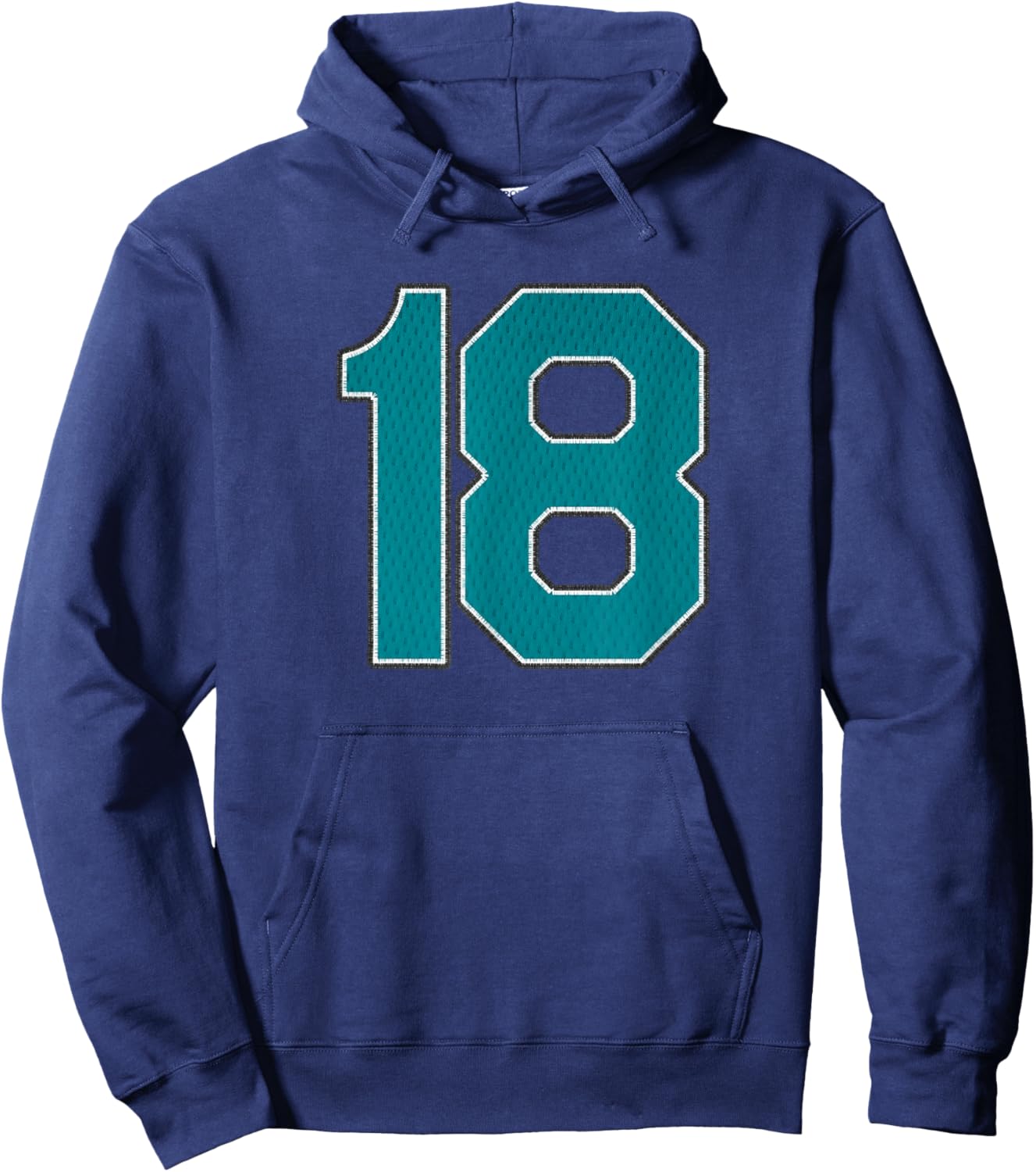 Player Teal Number 18 Sports Team Fan Wear Supporter Hoodie - Hoodie | Navy
