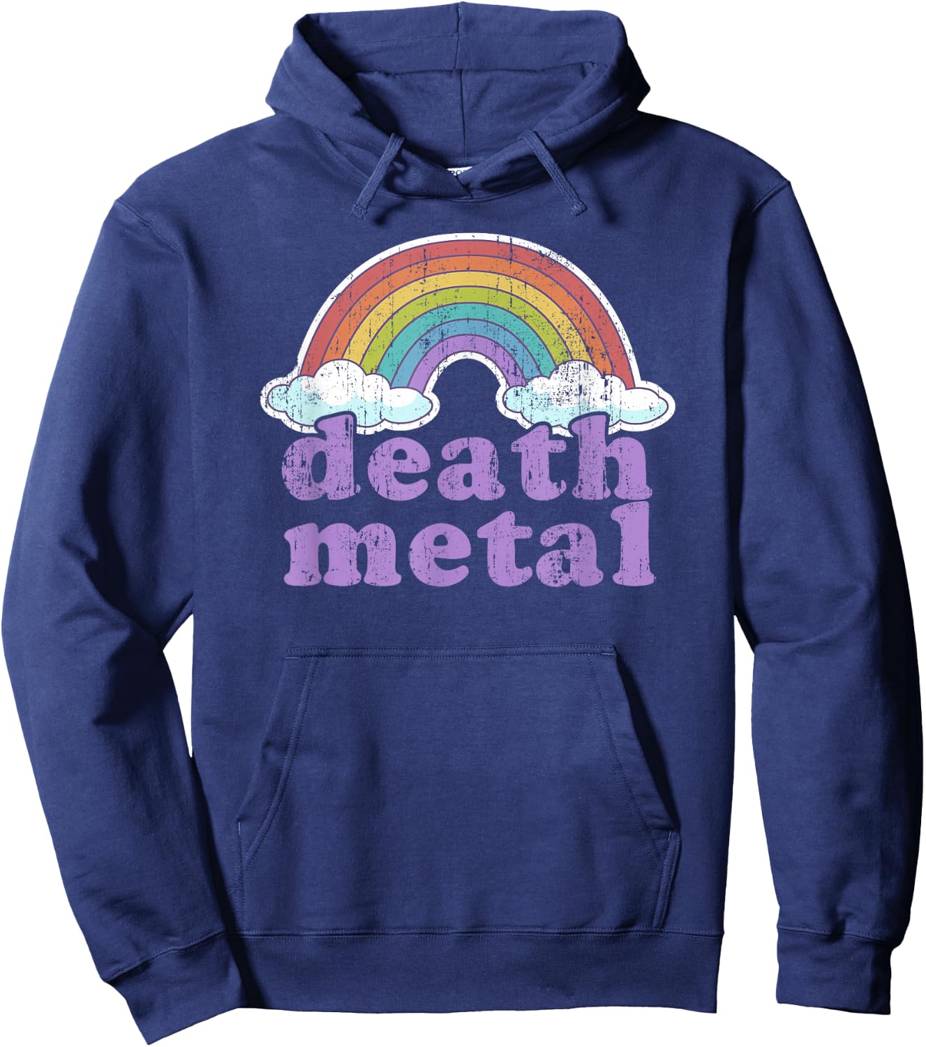 Death Metal Rainbow Funny Retro Vintage Love Music Metalhead Small Hoodie - Hoodie | Navy