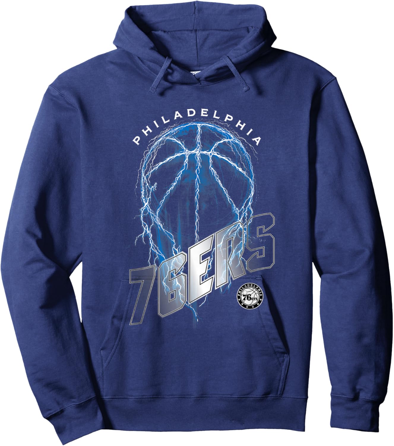 NBA Philadelphia 76ers Lightning Bolt Basketball Logo Hoodie - Hoodie | Navy