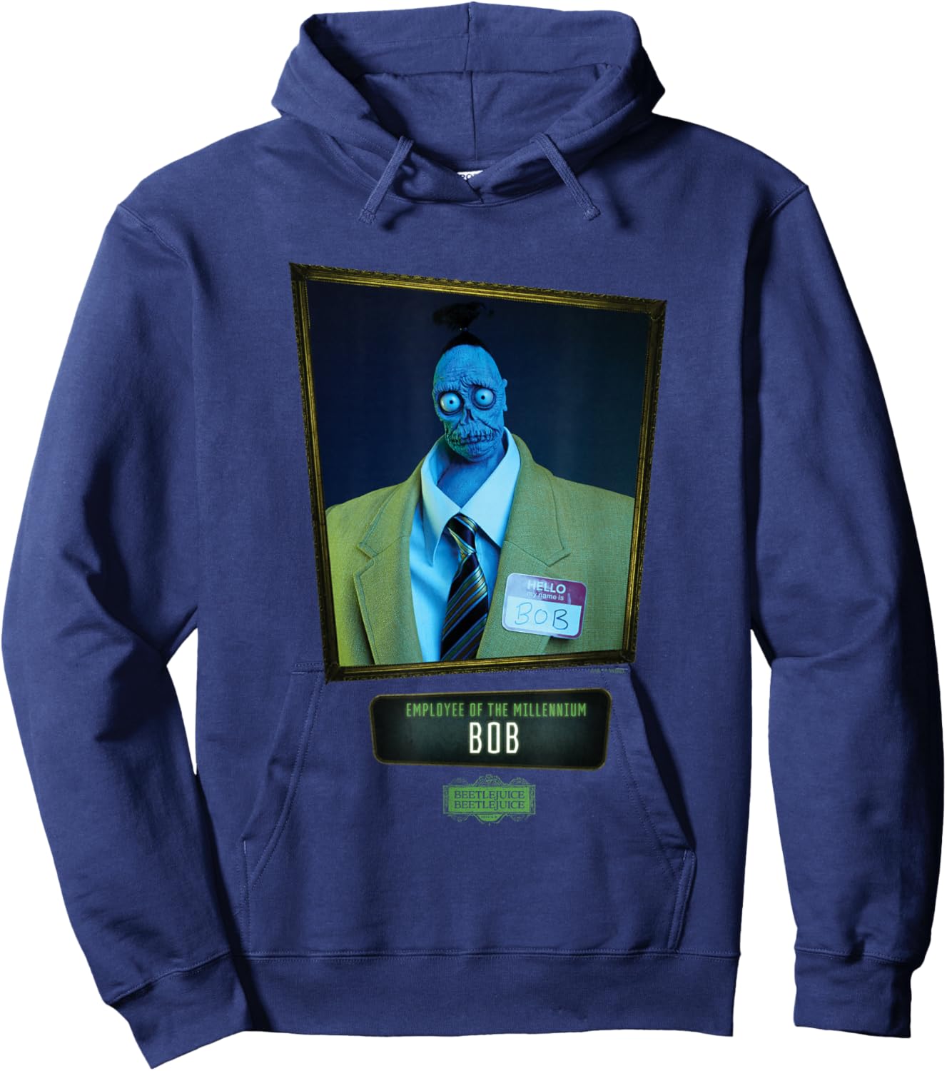 Beetlejuice Beetlejuice Employee Of The Millennium Bob , Small, Black Hoodie - Hoodie | Navy