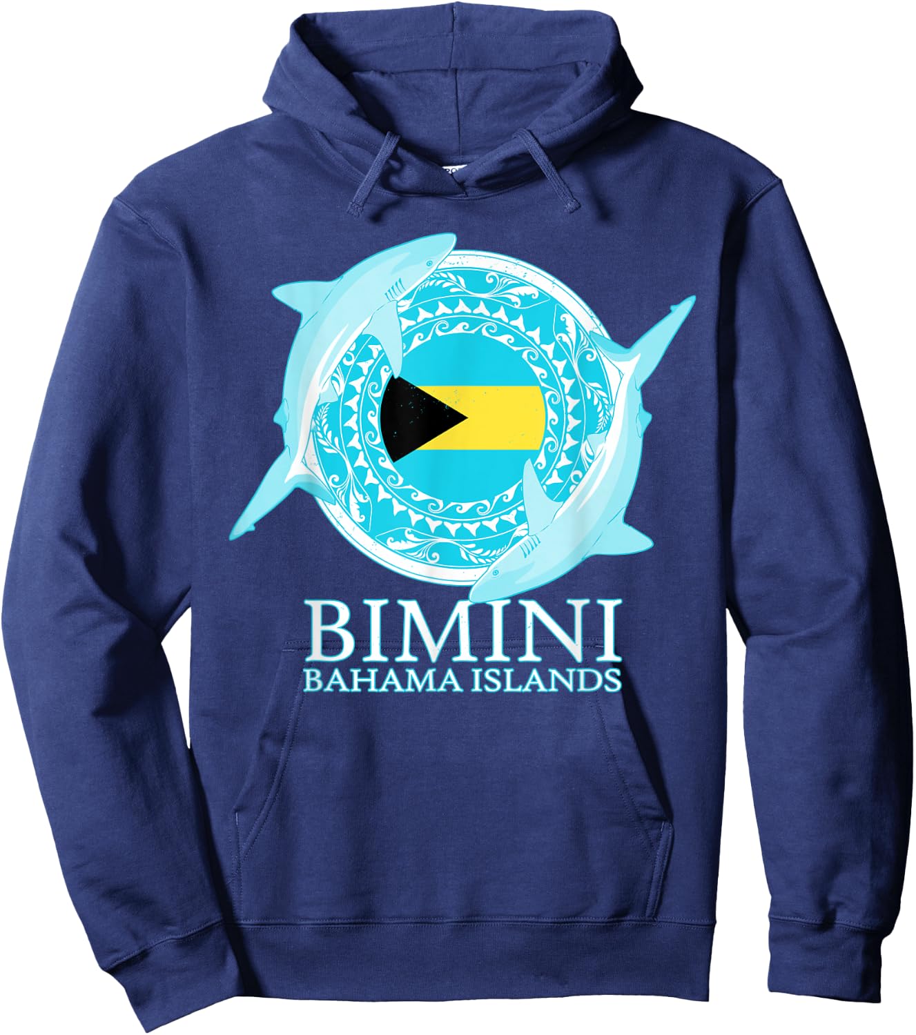 Caribbean Reef Sharks Bimini Shark Diving Bahama Islands Hoodie - Hoodie | Navy