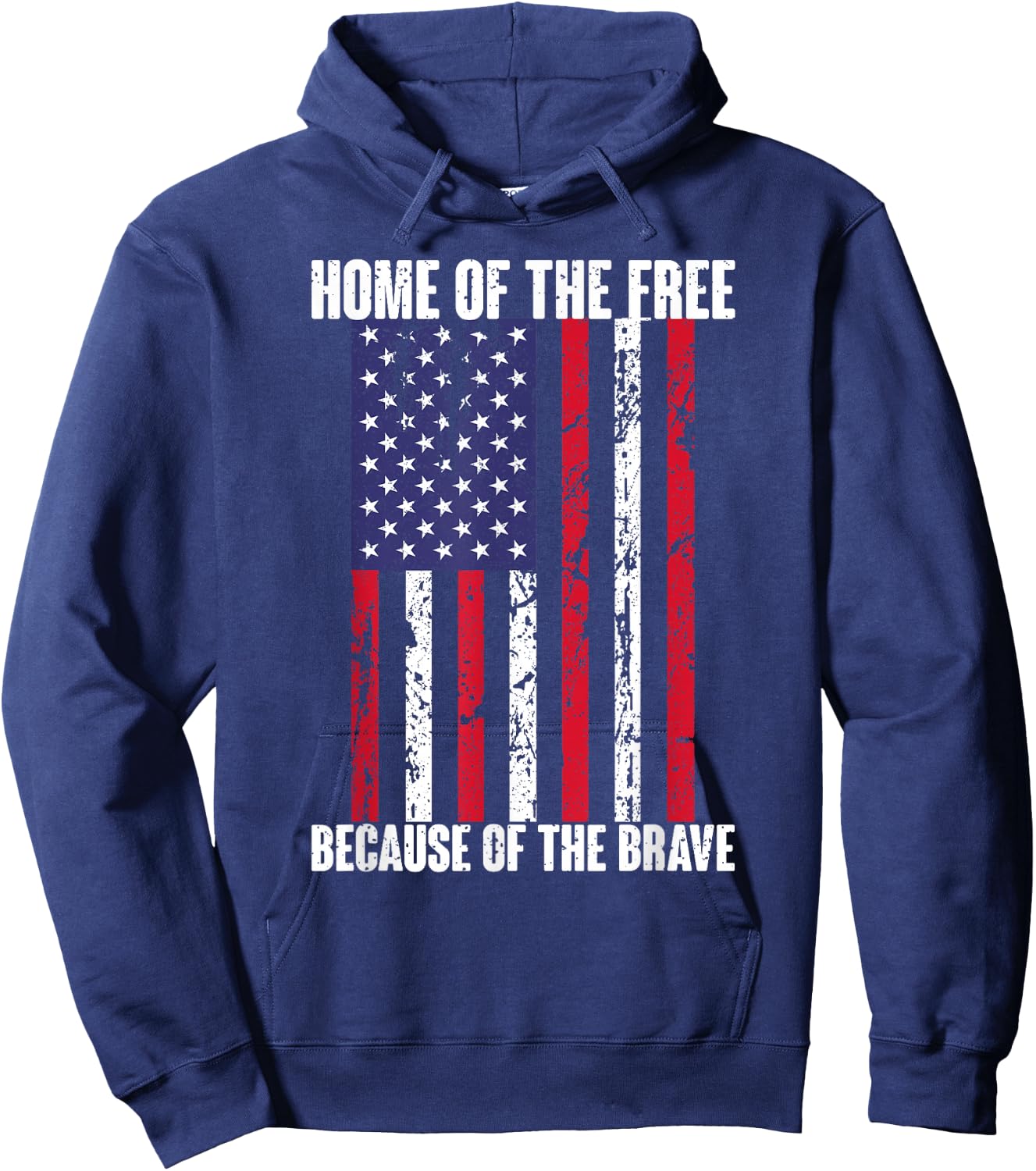 American Flag Veteran: Home Of The Free Because Brave Hoodie - Hoodie | Navy