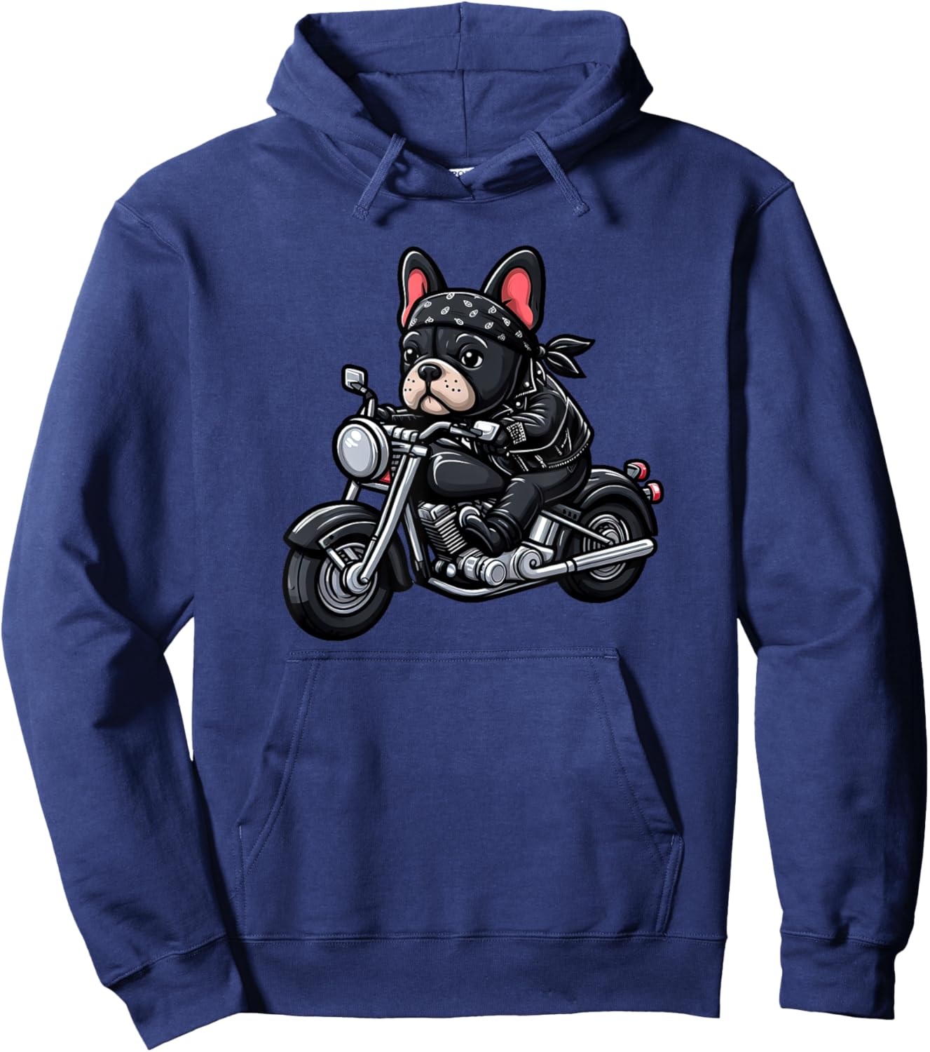 French Bulldog Biker Funny Dog Motorcycle Women Kids Hoodie - Hoodie | Navy