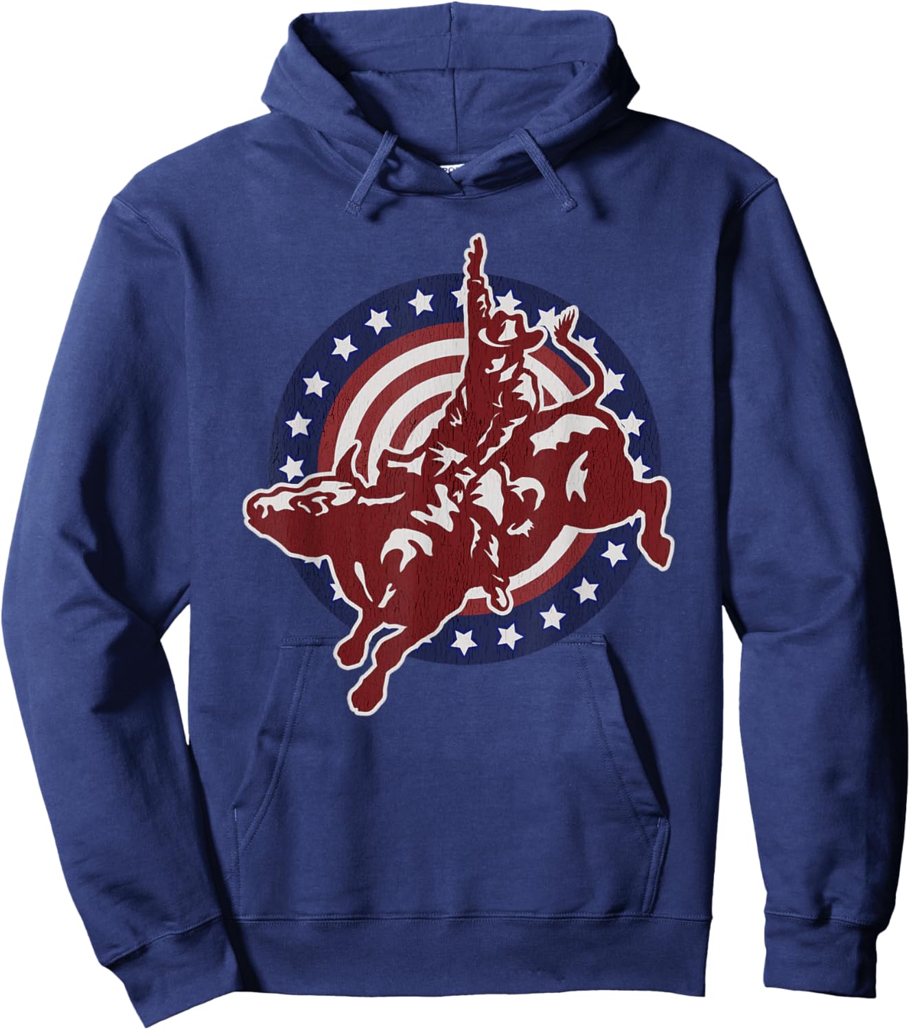 Bull Riding Rodeo Rider Cowboy Vintage American USA Flag Hoodie - Hoodie | Navy