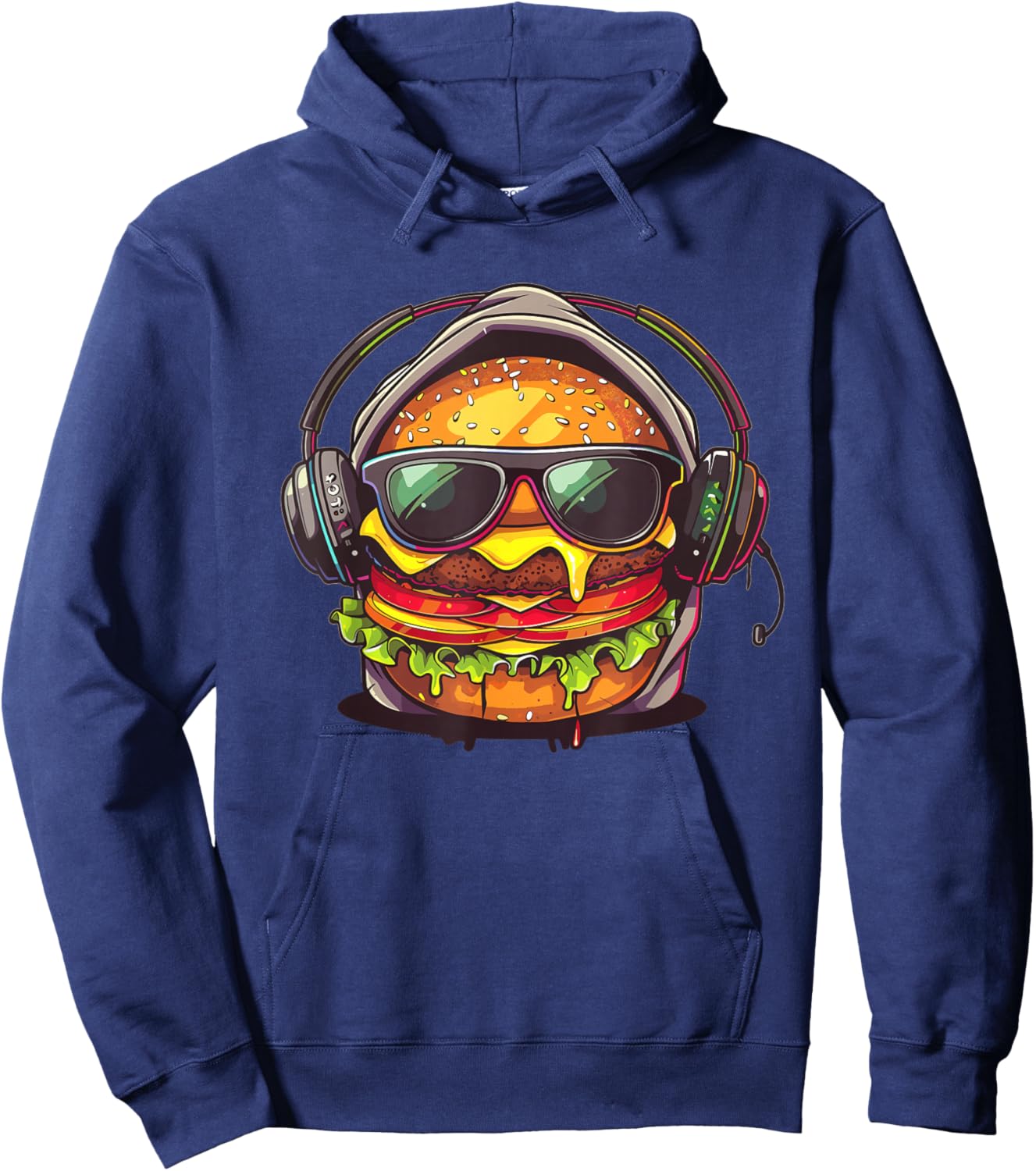 Cheeseburger with Sunglasses I Cheeseburger Hoodie - Hoodie | Navy