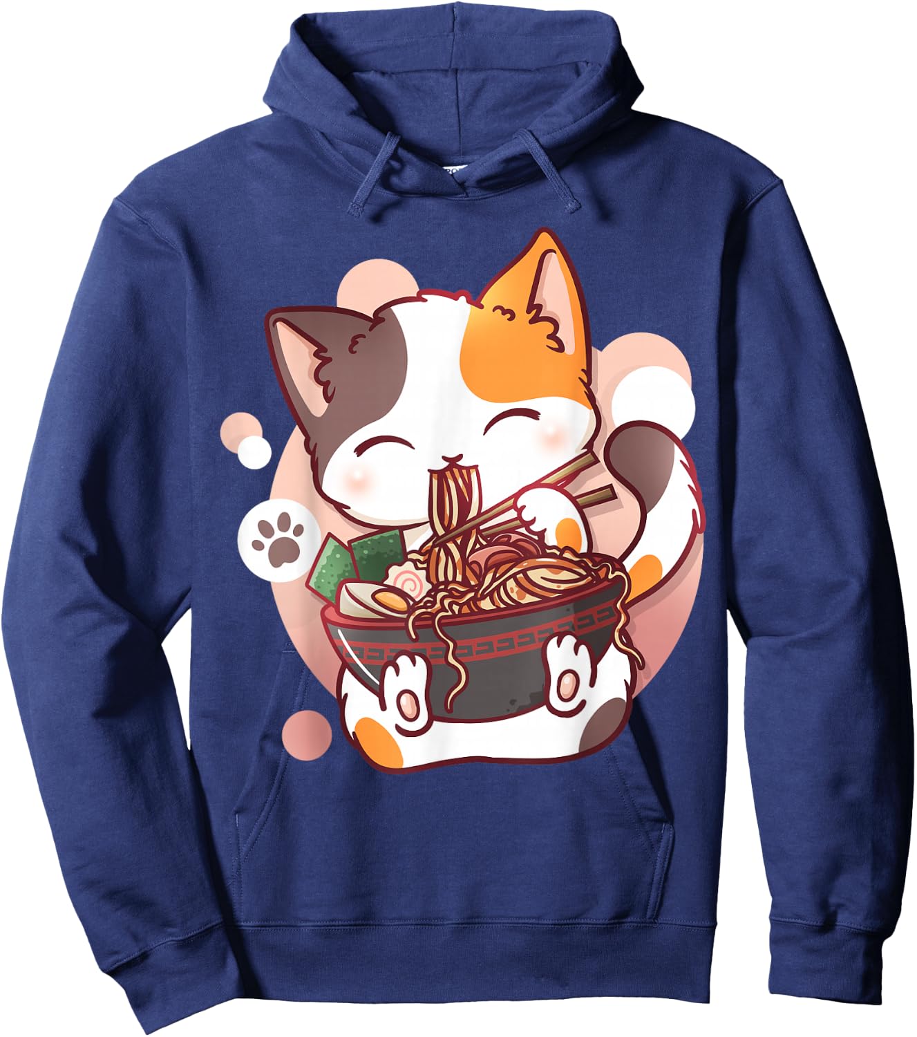 Ramen Cat Anime Kawaii Neko Japanese Hoodie - Hoodie | Navy