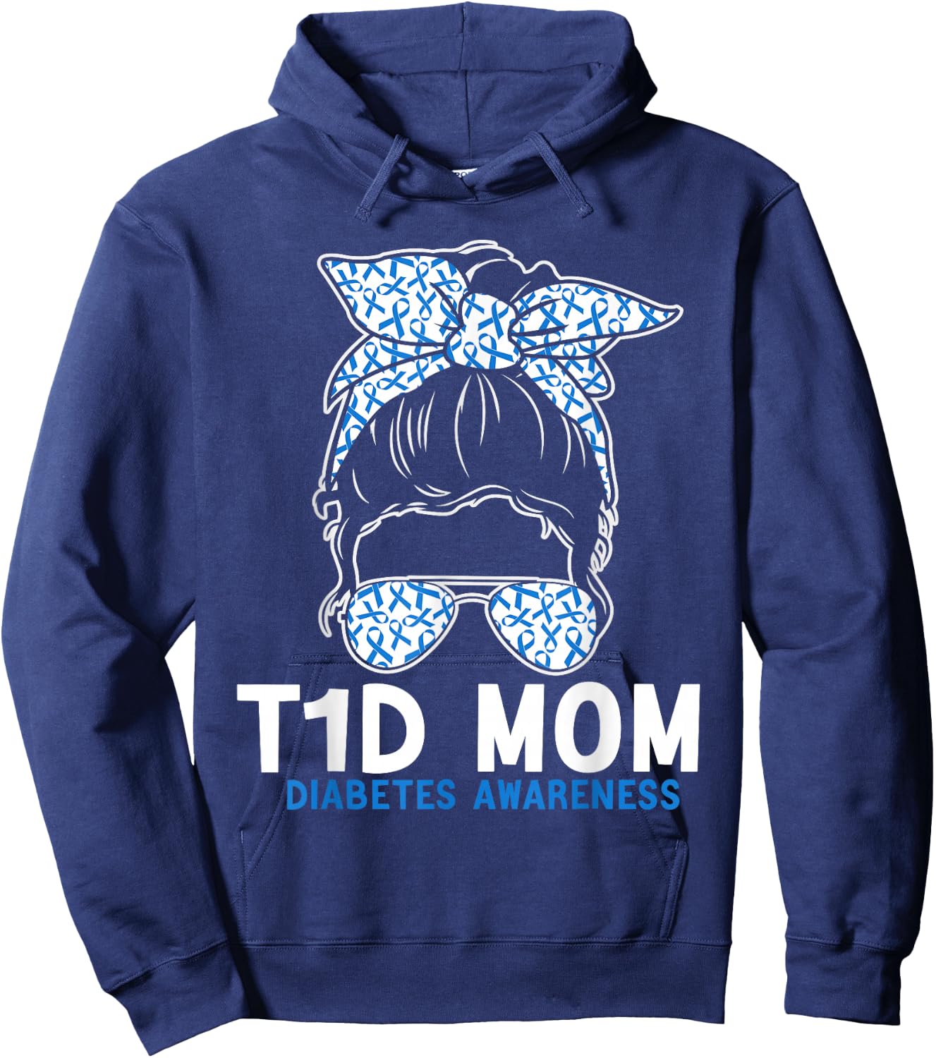 T1D Mom Diabetes Awareness Type 1 Diabetes Mother Hoodie - Hoodie | Navy