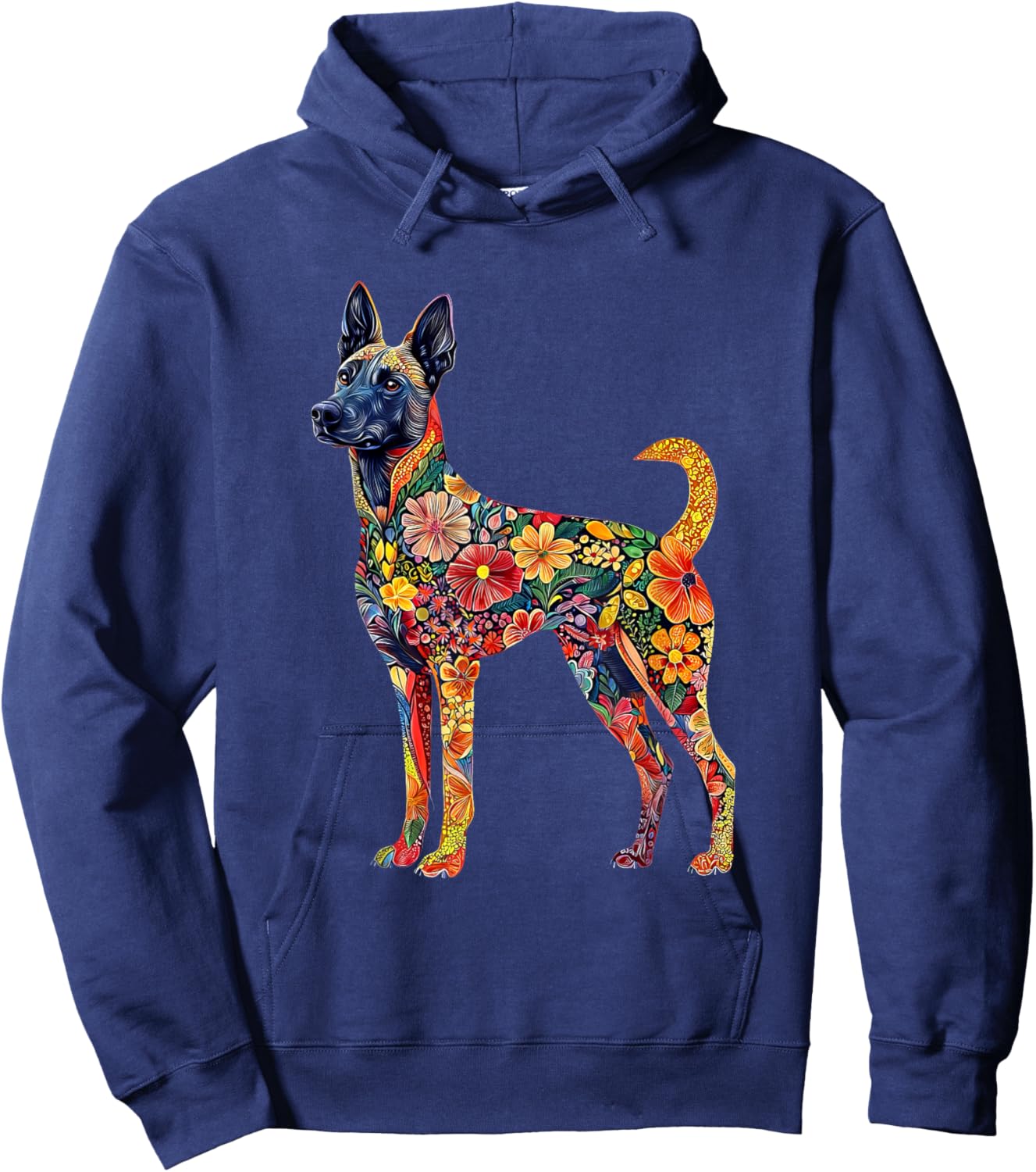 Belgian Malinois Flower Hoodie - Hoodie | Navy