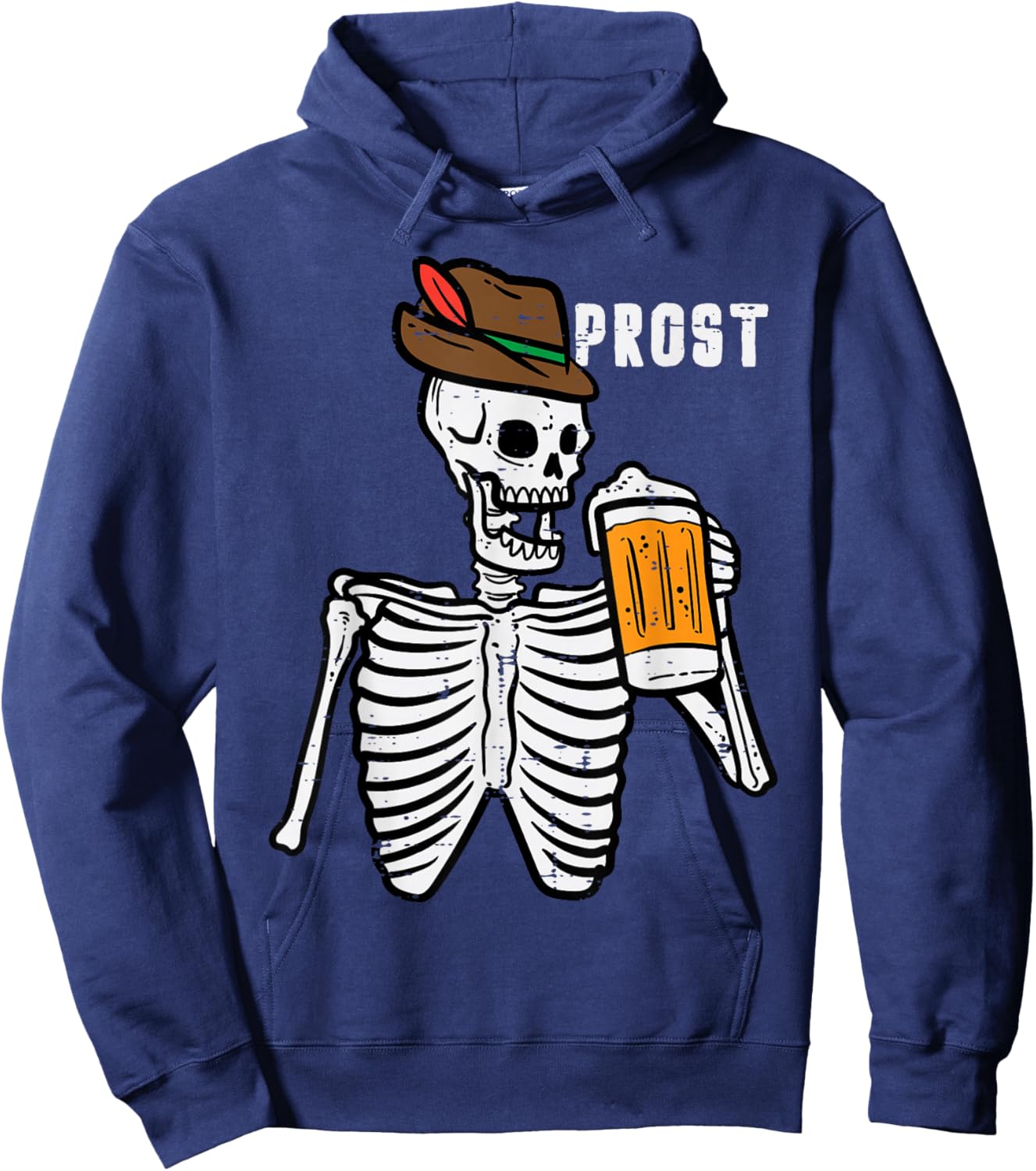 Skeleton Prost Bavarian Halloween German Oktoberfest Men Hoodie - Hoodie | Navy