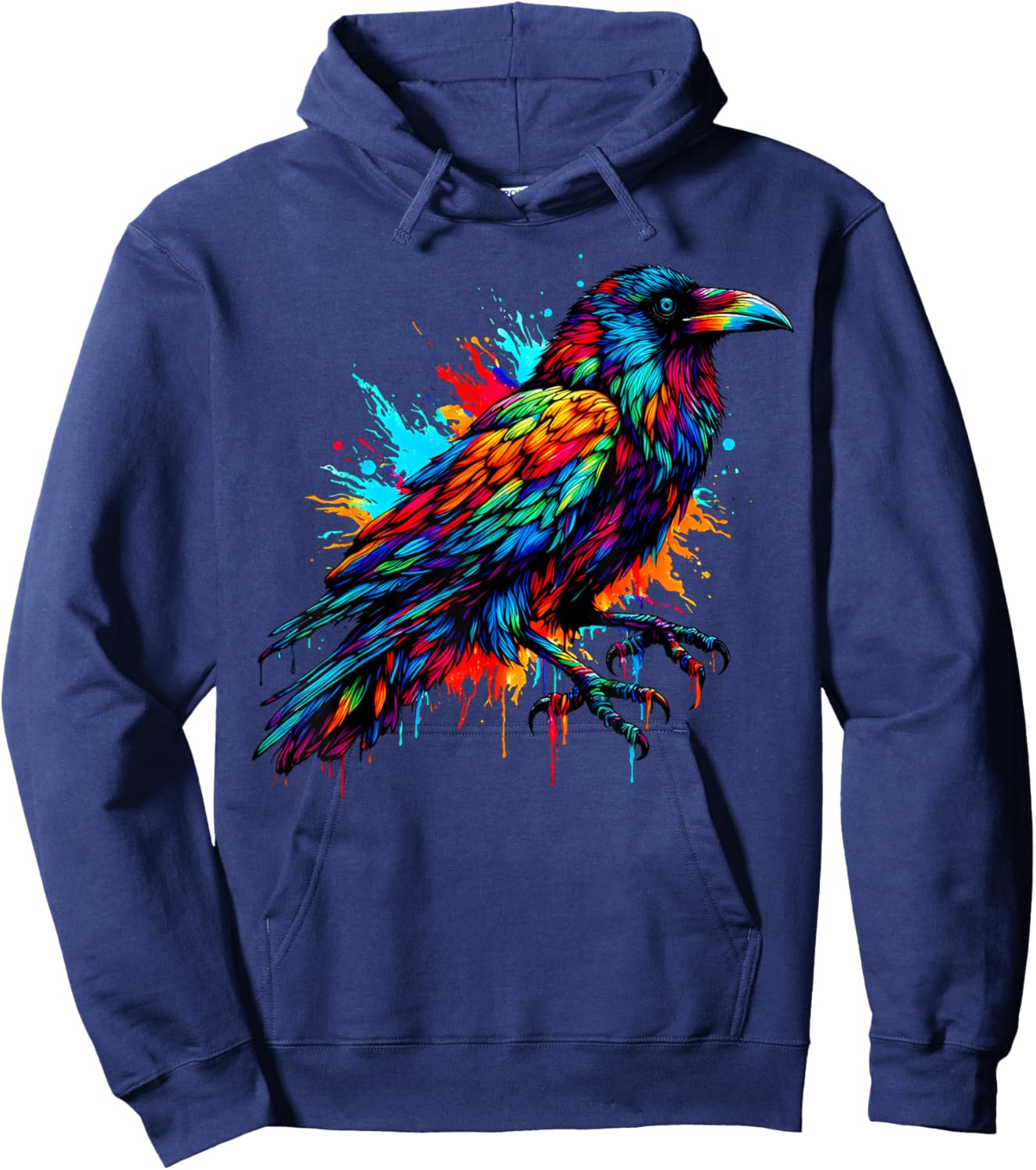 Cool Crow Bird Spirit Animal Illustration Tie Dye Art Hoodie - Hoodie | Navy